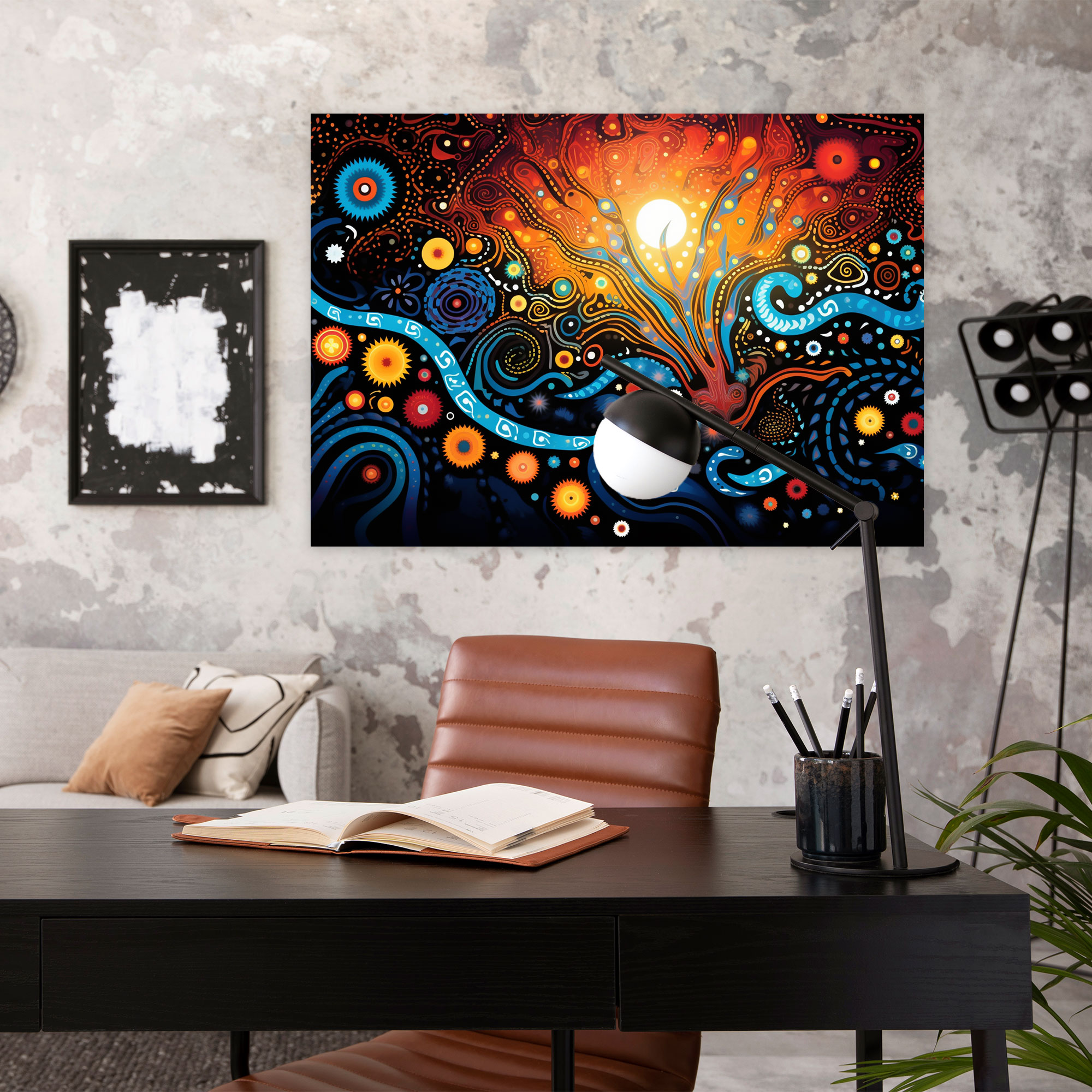 Aboriginal Canvas Print - Vibrant Dreamtime Scene - Aborginal, Wall Decoration, Aboriginal, Canvas