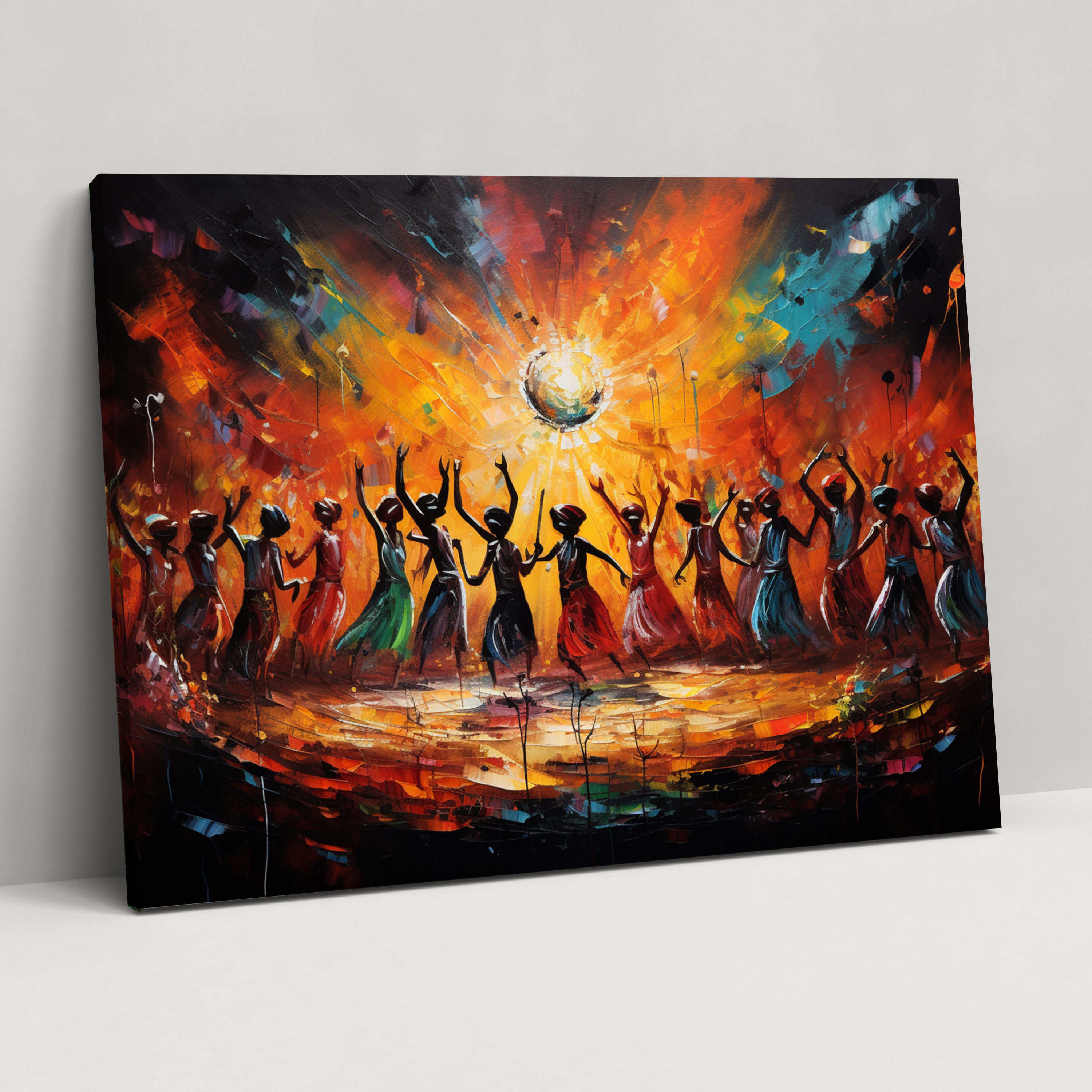 Aboriginal Wall Art - Vibrant Aboriginal Corroboree Ceremony - Aborginal, Home Decoration, Canvas Wall Art, Vibrant Dancers