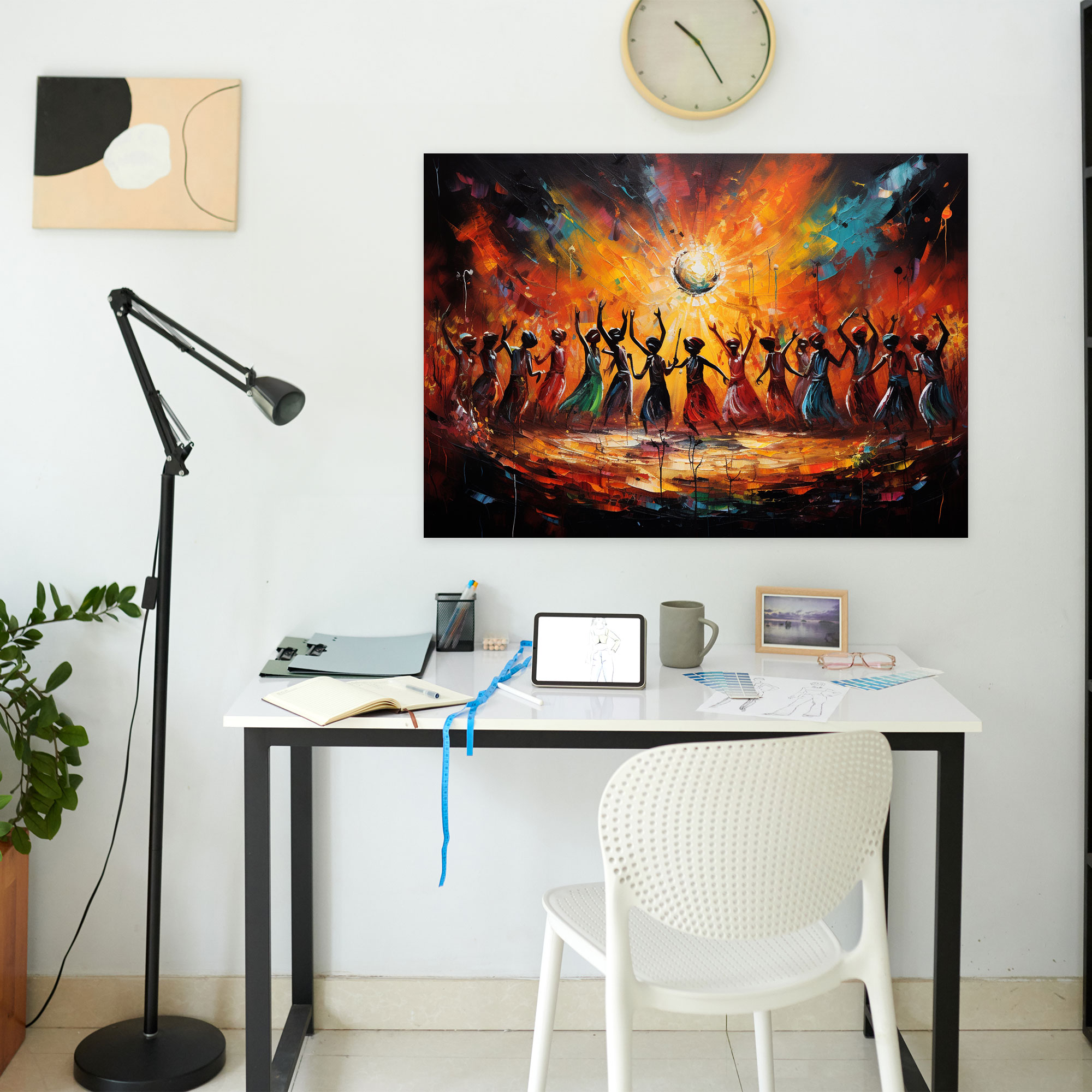 Aboriginal Wall Art - Vibrant Aboriginal Corroboree Ceremony - Aborginal, Home Decoration, Canvas Wall Art, Vibrant Dancers