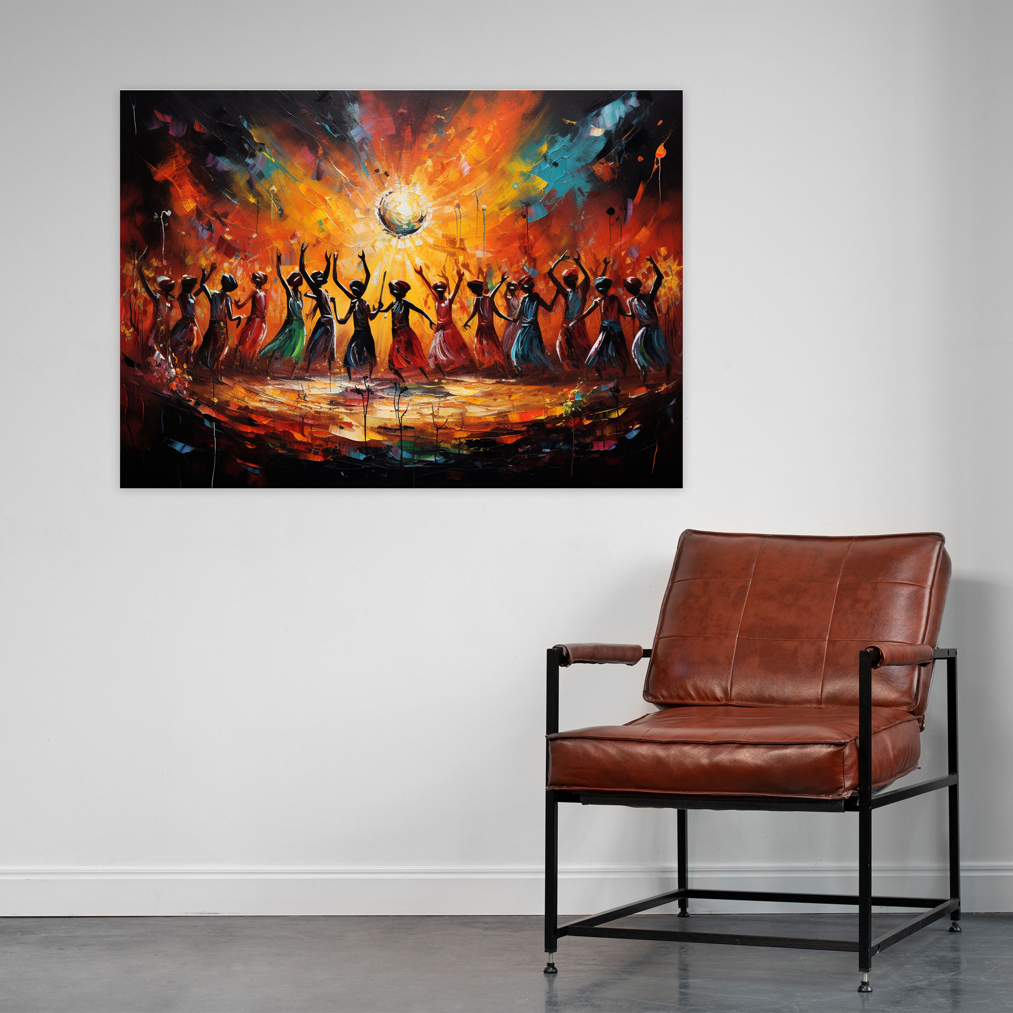 Aboriginal Wall Art - Vibrant Aboriginal Corroboree Ceremony - Aborginal, Home Decoration, Canvas Wall Art, Vibrant Dancers