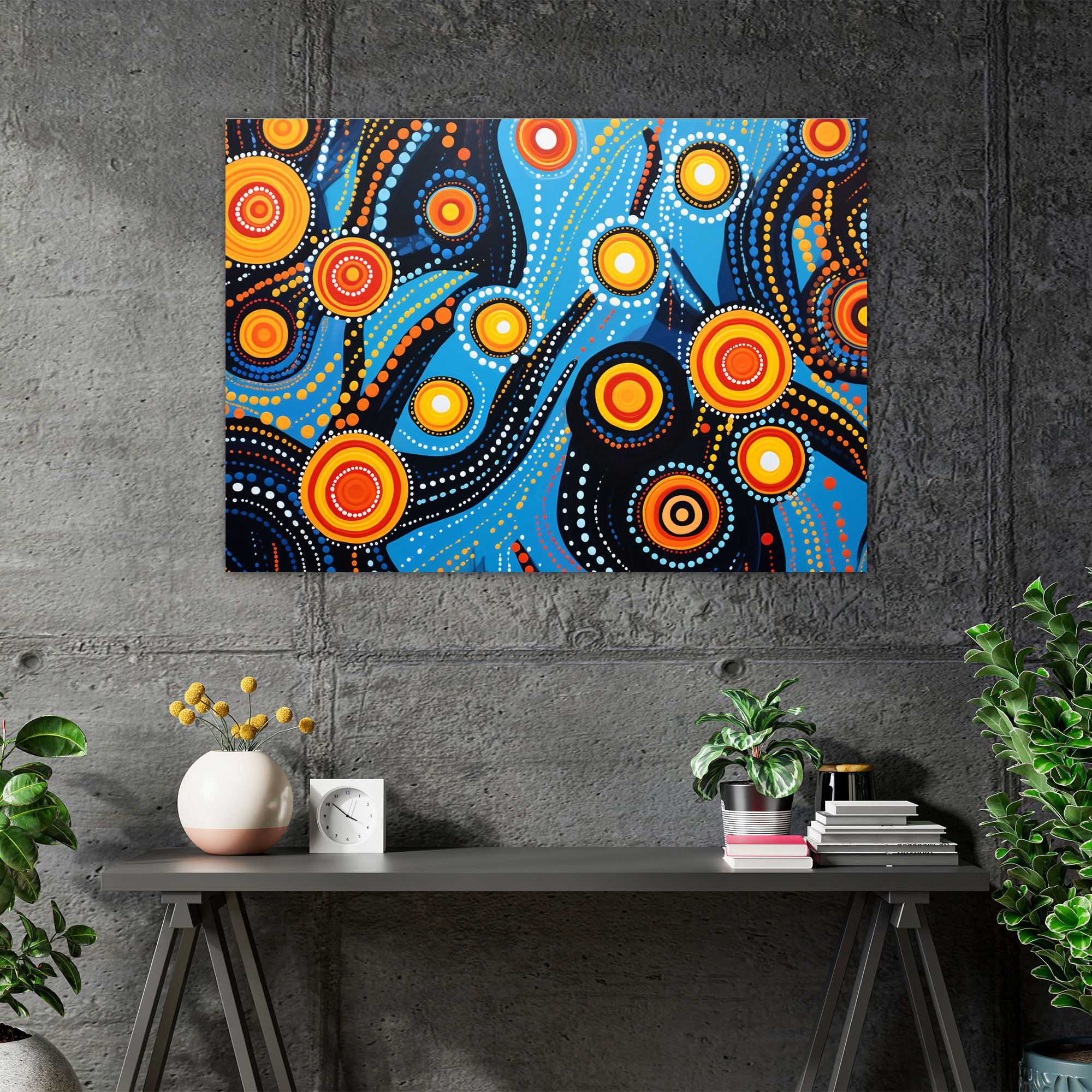 Aboriginal Geometric Wall Art - Aborginal, Canvas Wall Art, Canvas Print, Contemporary Artwork