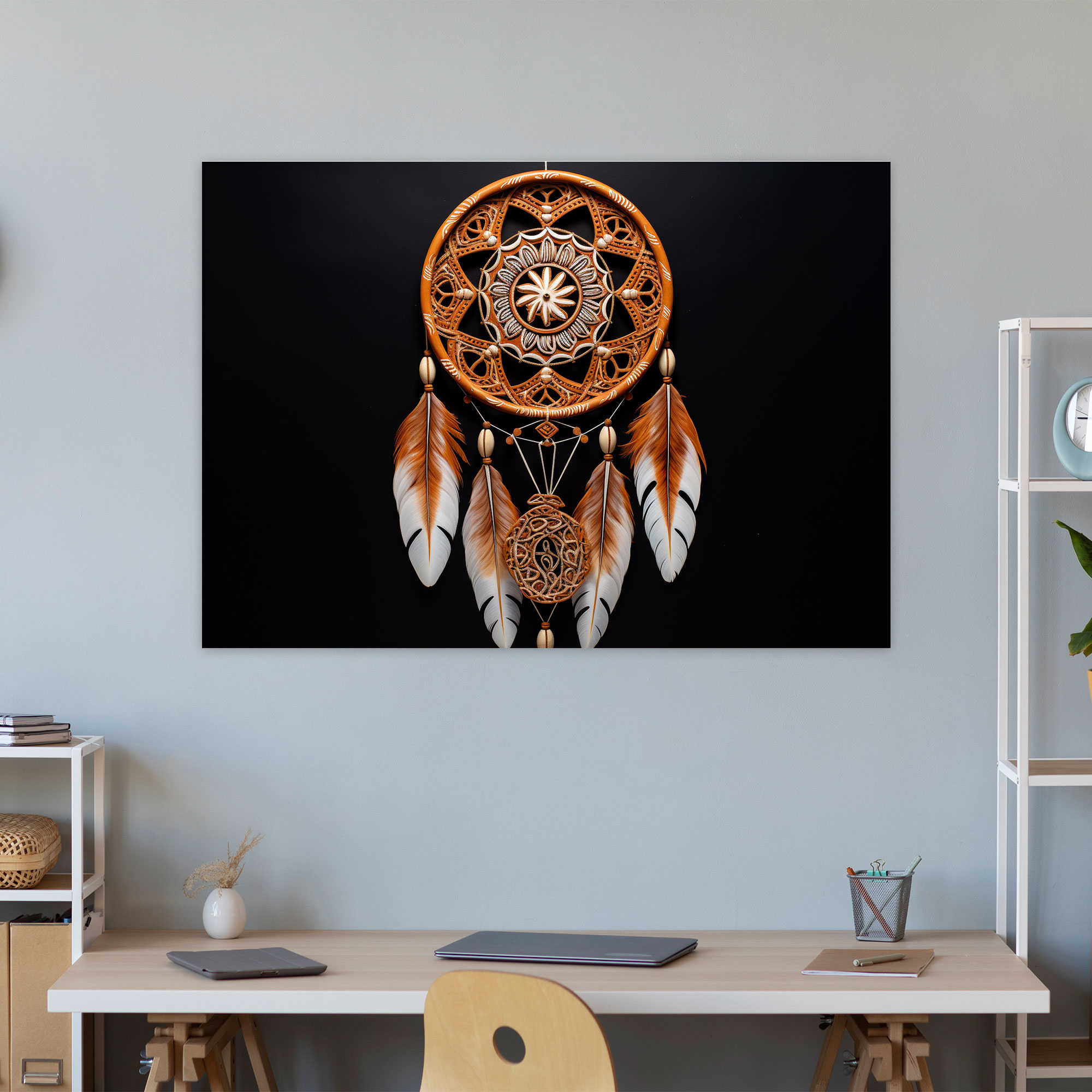 Aboriginal Dreamcatcher Wall Art - Aborginal, Canvas Print, Wall Decoration, Earthy Tones