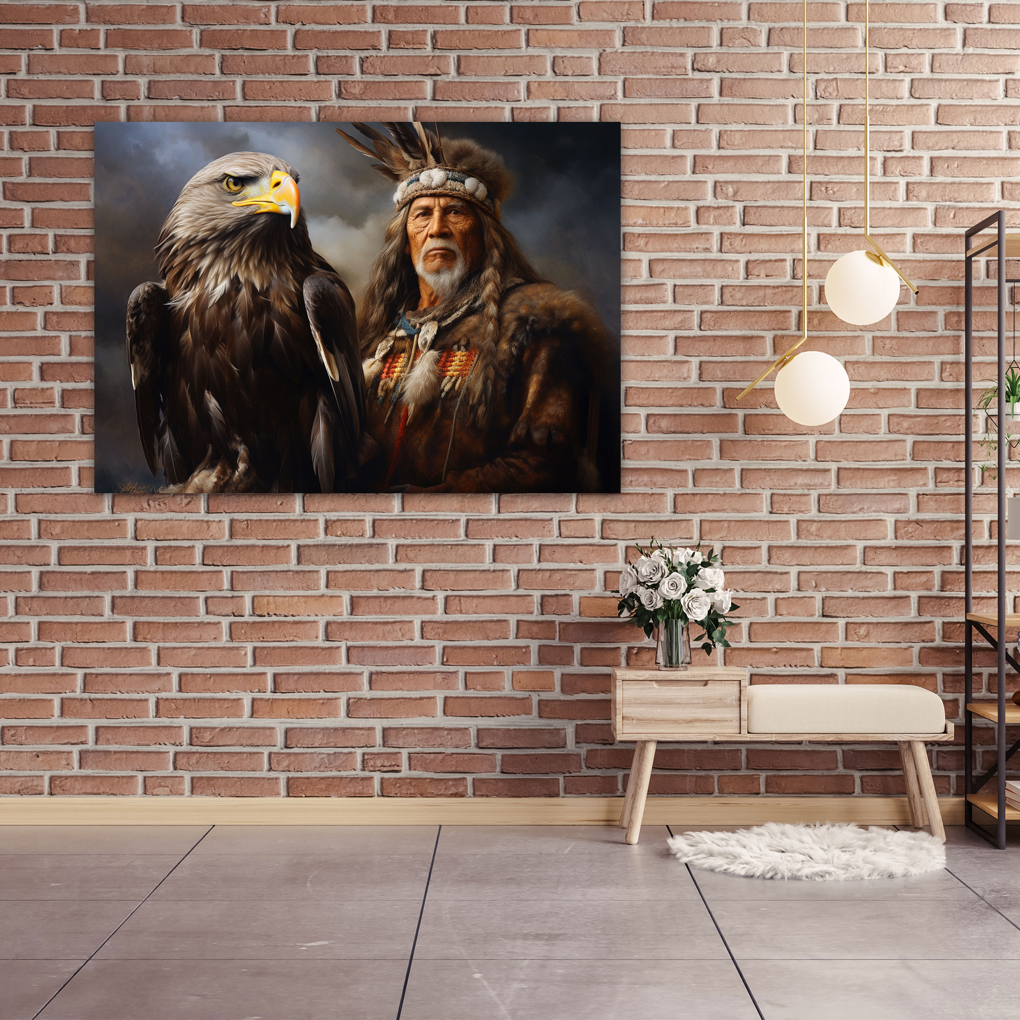 Aboriginal Wildlife Eagle Canvas Print - Aborginal, Indigenous Wildlife Portrait, Aboriginal, Majestic Eagle