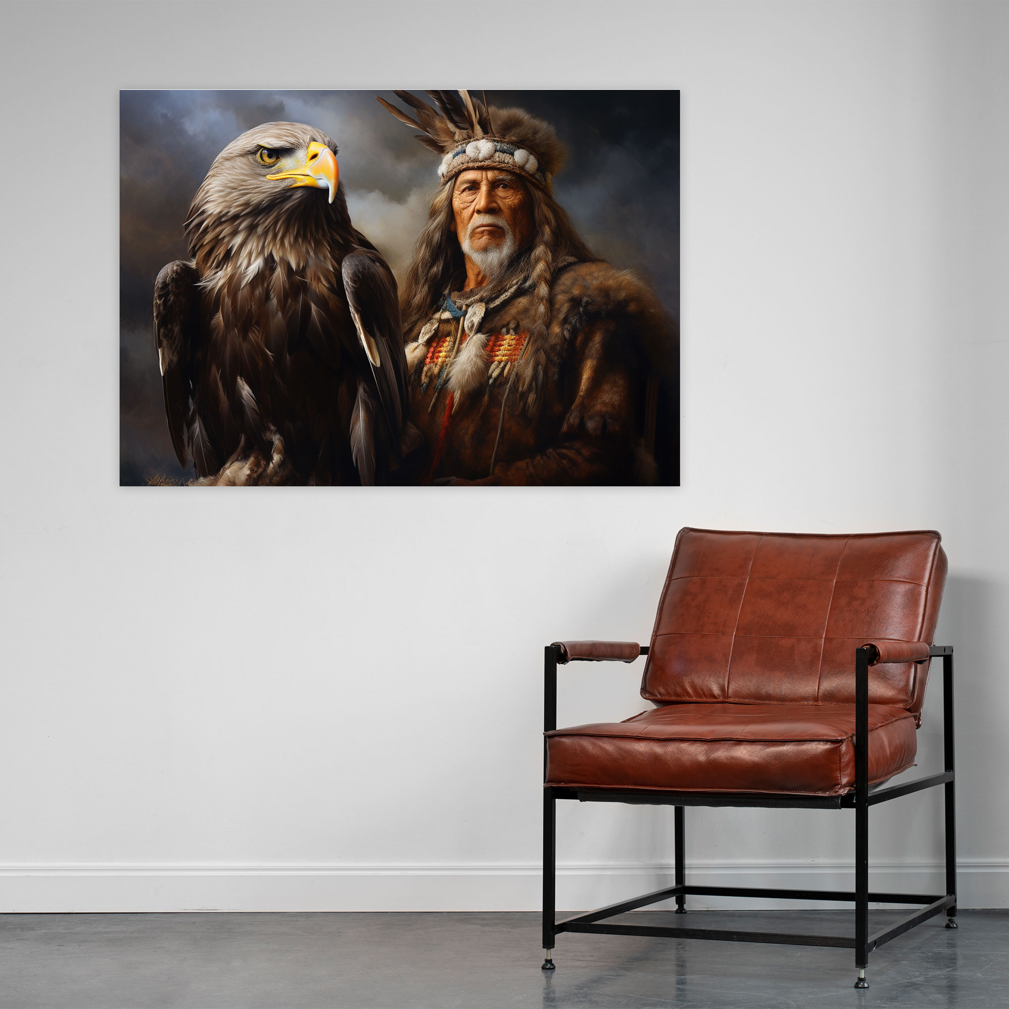 Aboriginal Wildlife Eagle Canvas Print - Aborginal, Indigenous Wildlife Portrait, Aboriginal, Majestic Eagle