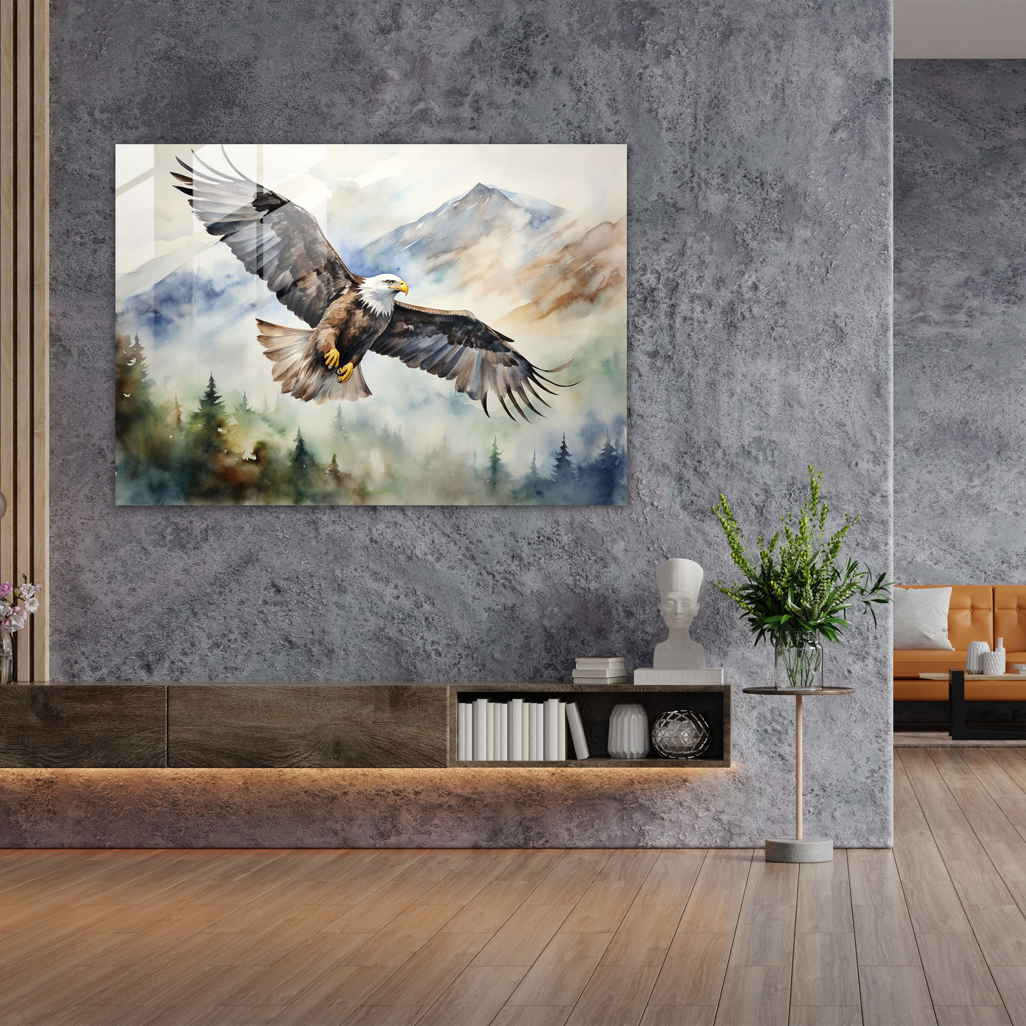 Aboriginal Eagle Glass Print - Aborginal, Serene, Aboriginal, Peaceful