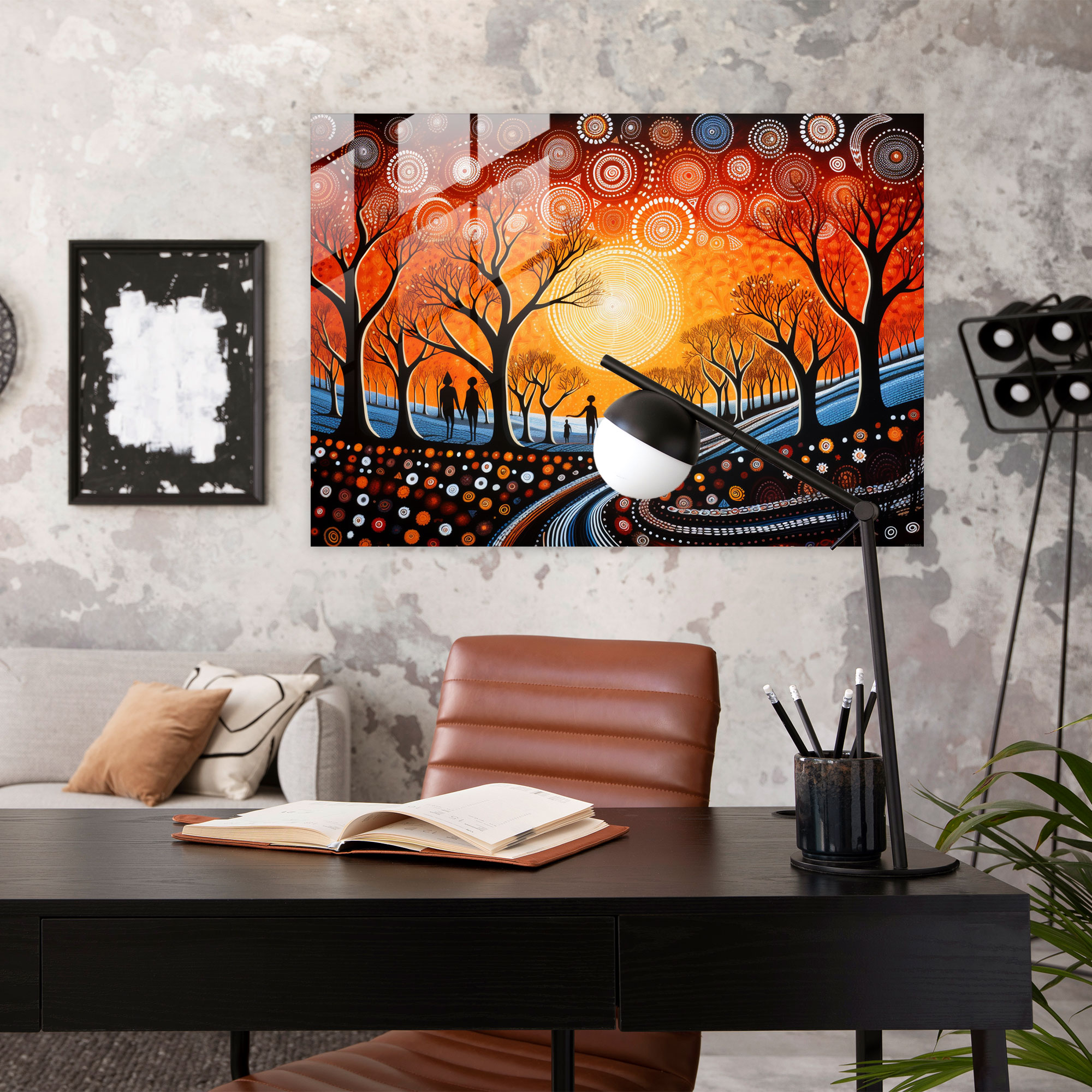 Aboriginal Dreamtime Glass Print - Aborginal, Glass Art, Vibrant, Ancient Storytelling