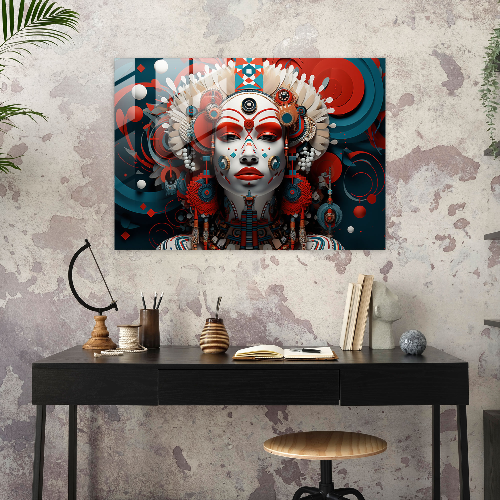 Aboriginal Futuristic Glass Print - Aborginal, Futuristic, Mystique, Surreal