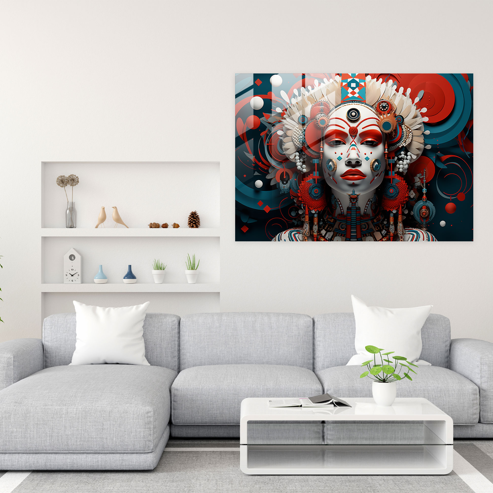 Aboriginal Futuristic Glass Print - Aborginal, Futuristic, Mystique, Surreal