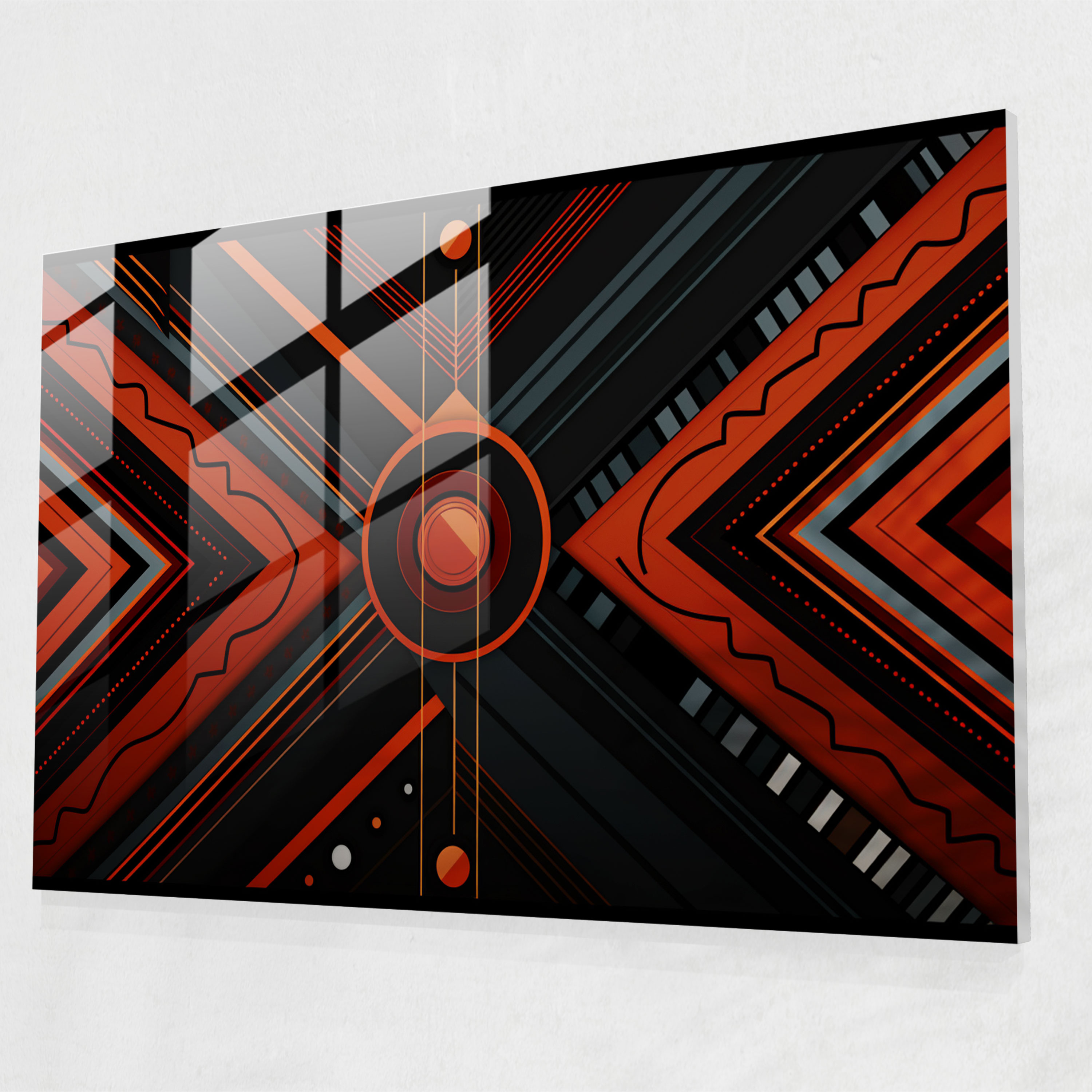 Aboriginal Geometric Glass Print - Aborginal, Tribal Patterns, Home Decoration, Minimalist