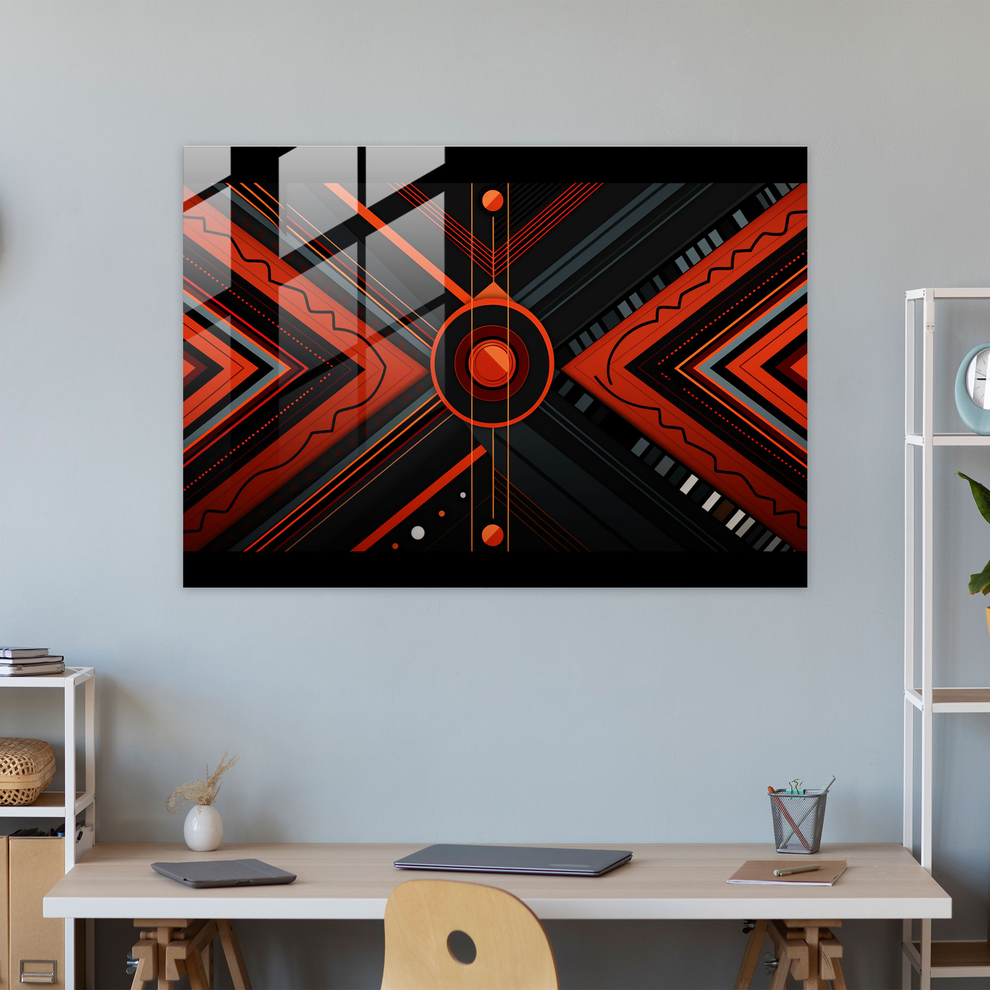 Aboriginal Geometric Glass Print - Aborginal, Tribal Patterns, Home Decoration, Minimalist