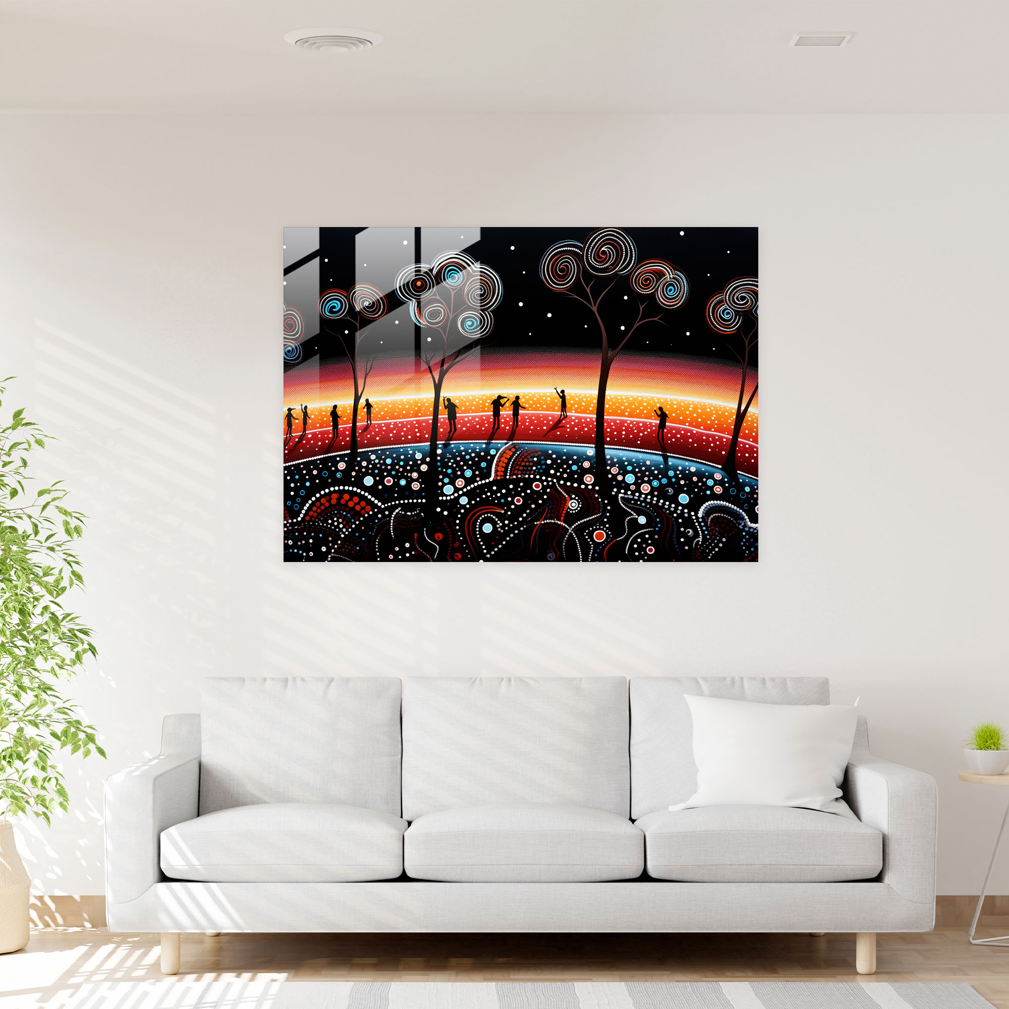 Dreamtime Glass Print - Spiritual Connection To Land And Ancestors - Aborginal, Ancestors, Glass Print, Cultural Appreciation