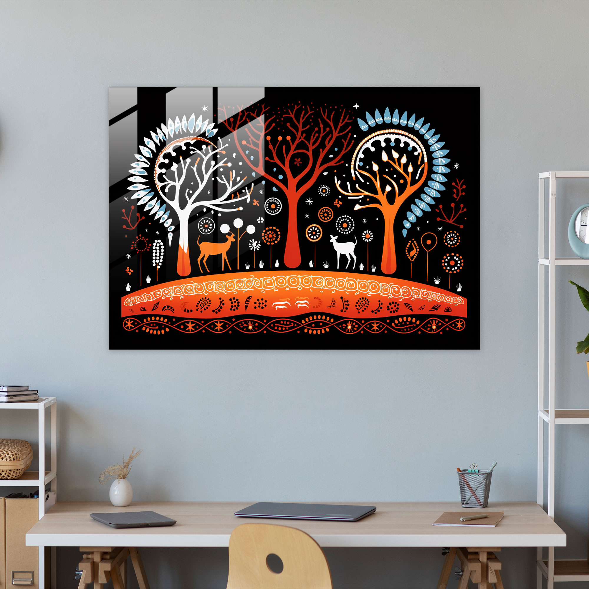 Indigenous Australian Inspired Glass Wall Art - Aborginal, Ancestral Spirits, Aboriginal, Glass Art