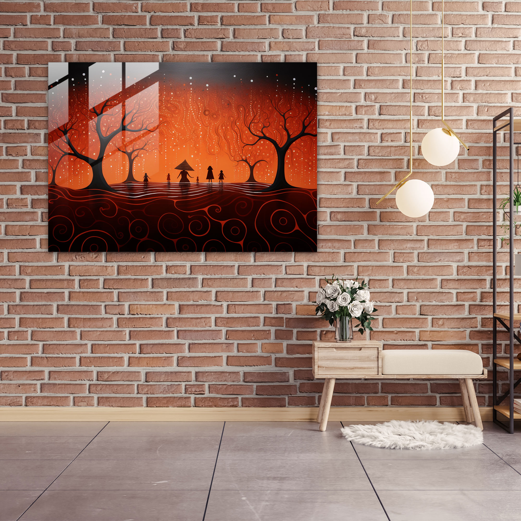 Dreamtime Inspired Aboriginal Glass Print - Aborginal, Wall Decoration, Ancestral Spirits, Aboriginal
