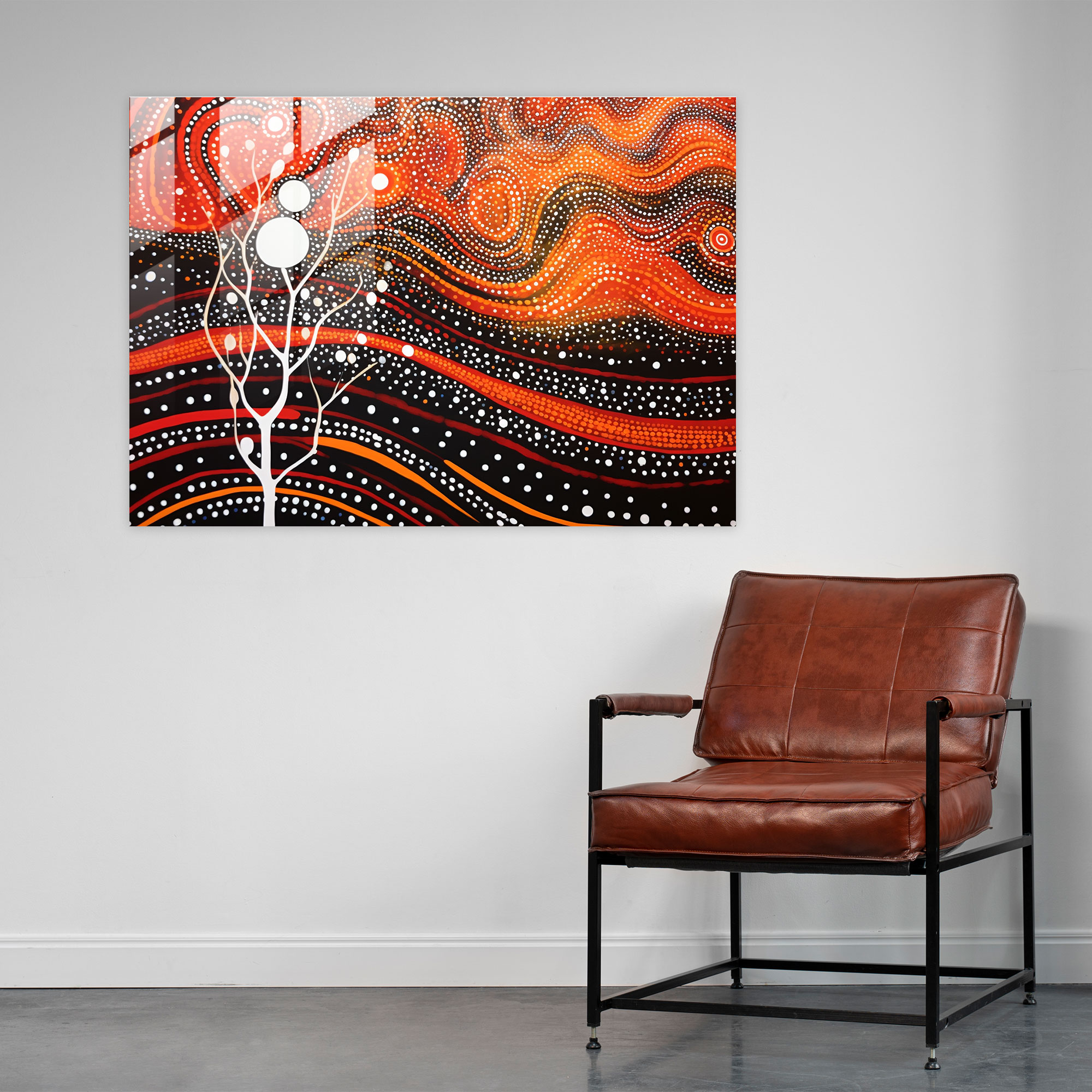 Contemporary Aboriginal Dot Painting Glass Print - Aborginal, Glass Art, Land, Contemporary
