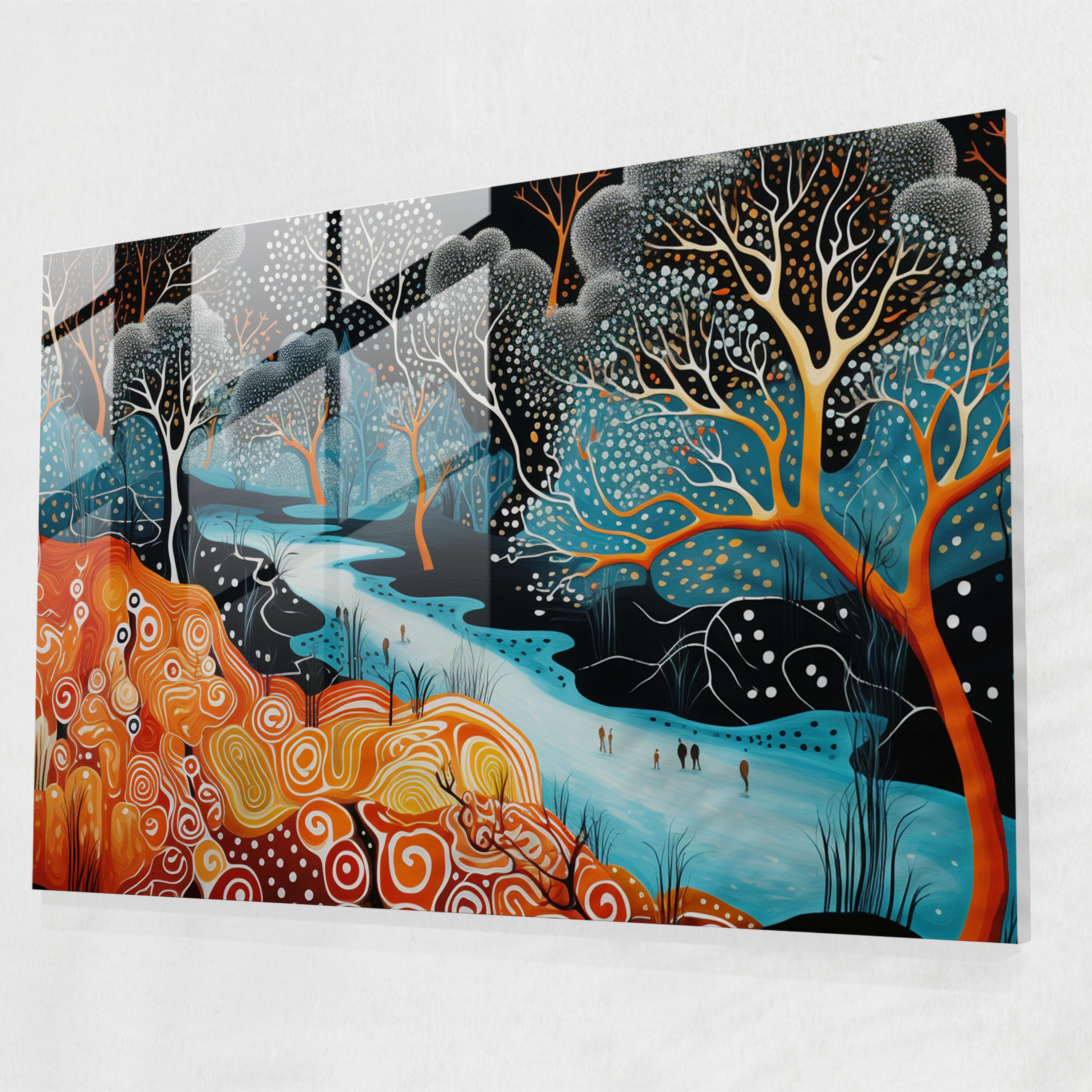Aboriginal Glass Print - Traditional Meets Modern - Aborginal, Glass Wall Art, Fusion, Modern Art