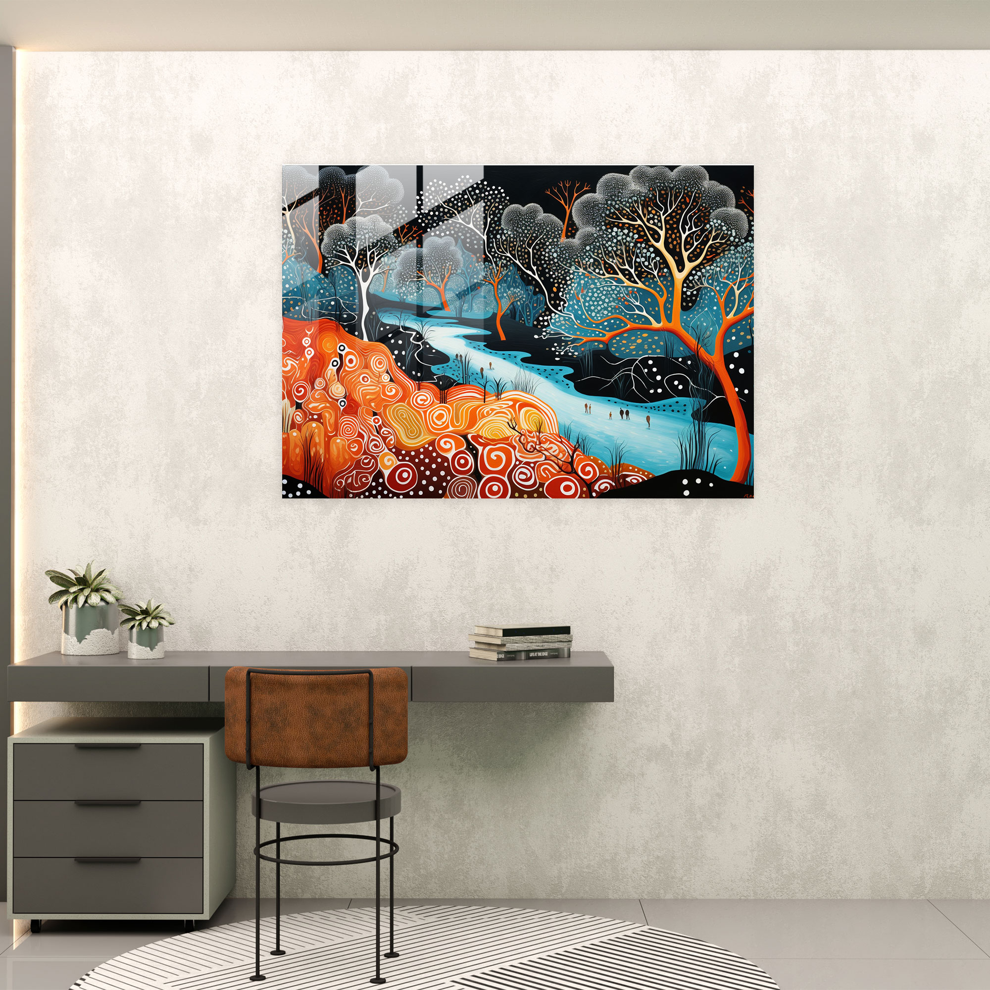 Aboriginal Glass Print - Traditional Meets Modern - Aborginal, Glass Wall Art, Fusion, Modern Art