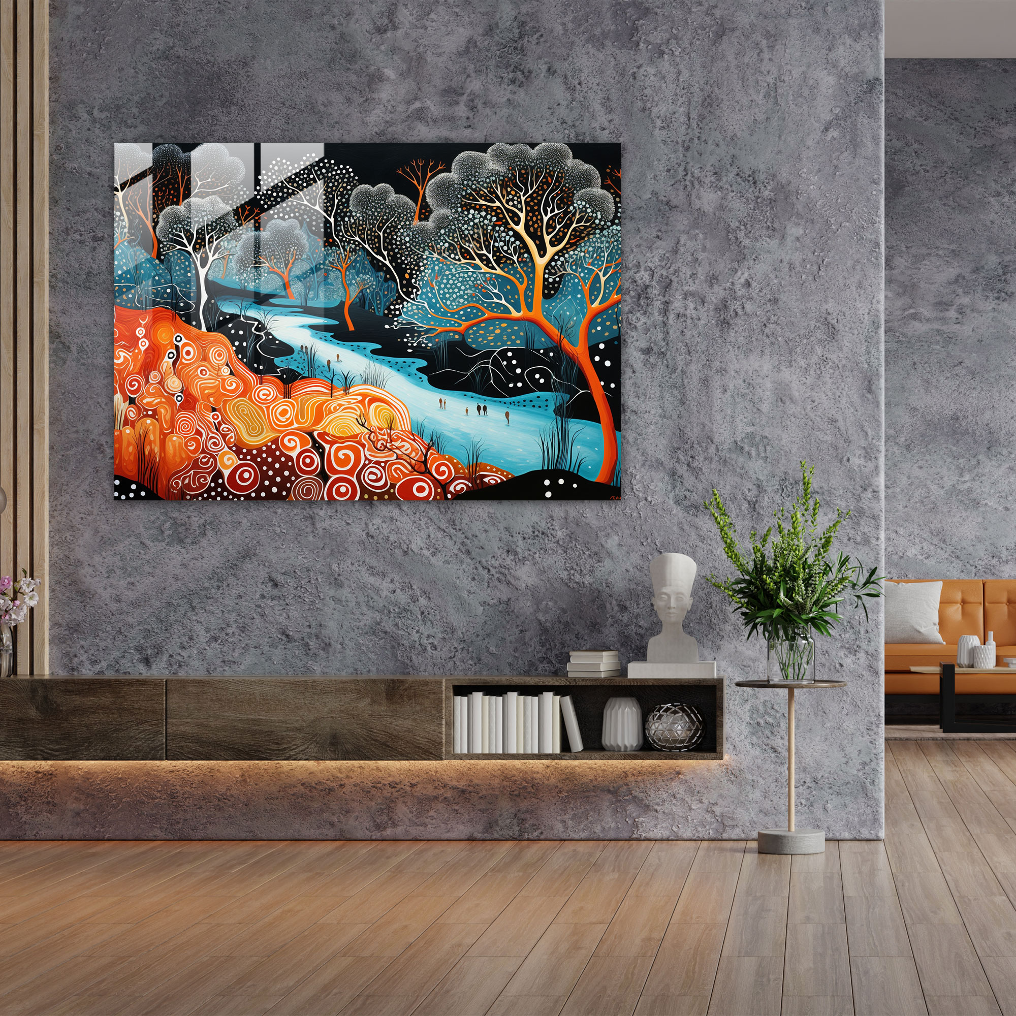 Aboriginal Glass Print - Traditional Meets Modern - Aborginal, Glass Wall Art, Fusion, Modern Art