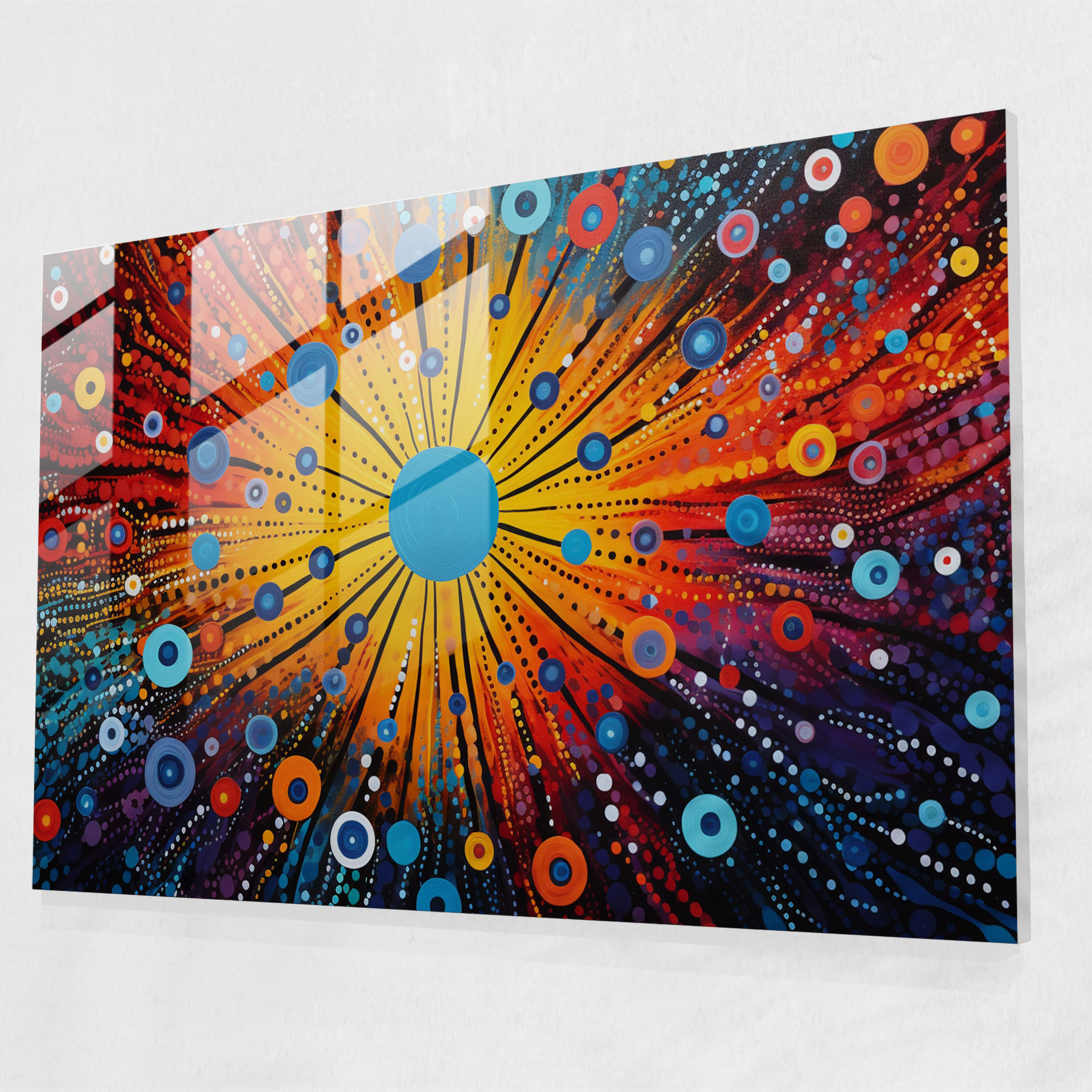 Abstract Aboriginal Glass Print - Ancestral Spirits - Aborginal, Colors, Ancestral Spirits, Aboriginal