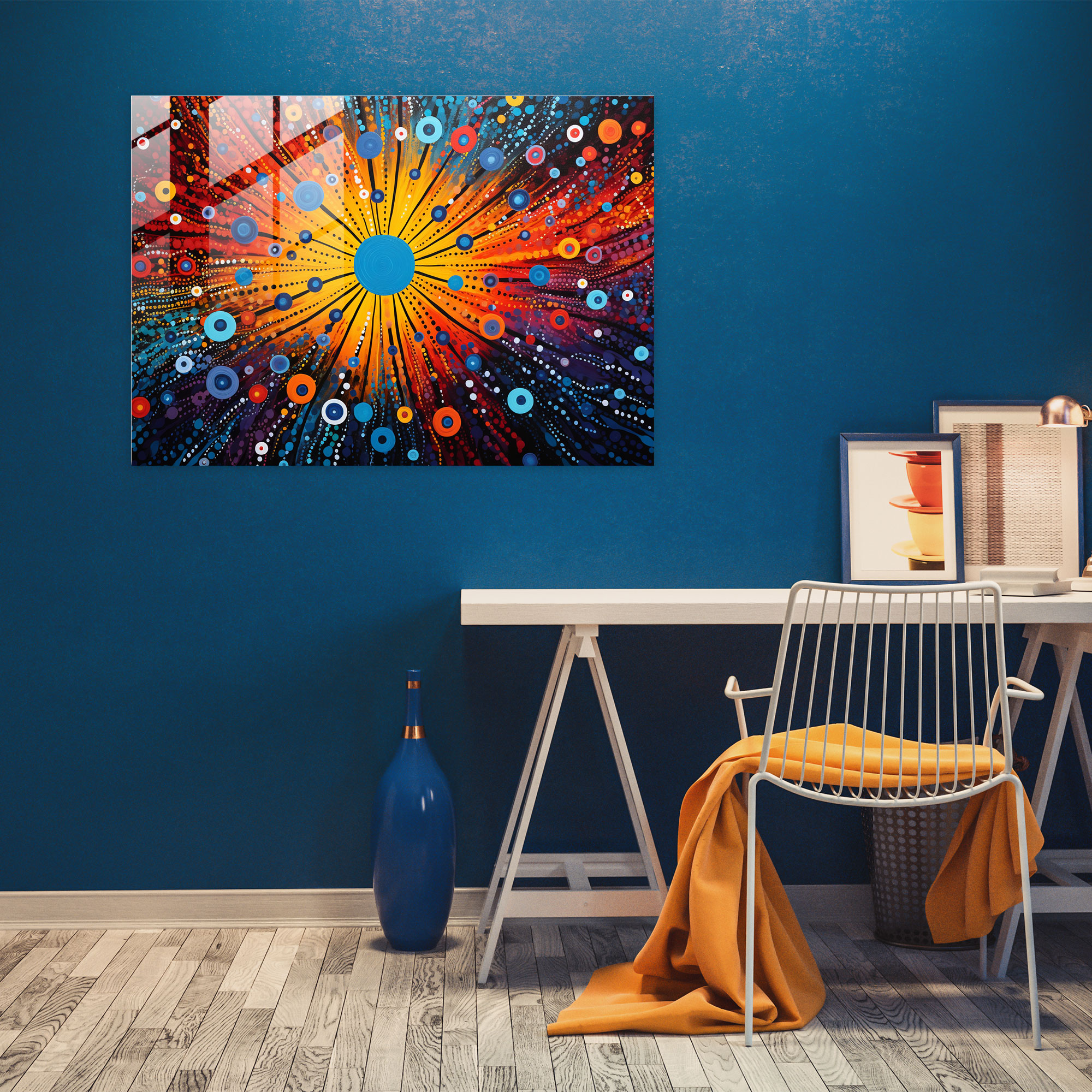 Abstract Aboriginal Glass Print - Ancestral Spirits - Aborginal, Colors, Ancestral Spirits, Aboriginal