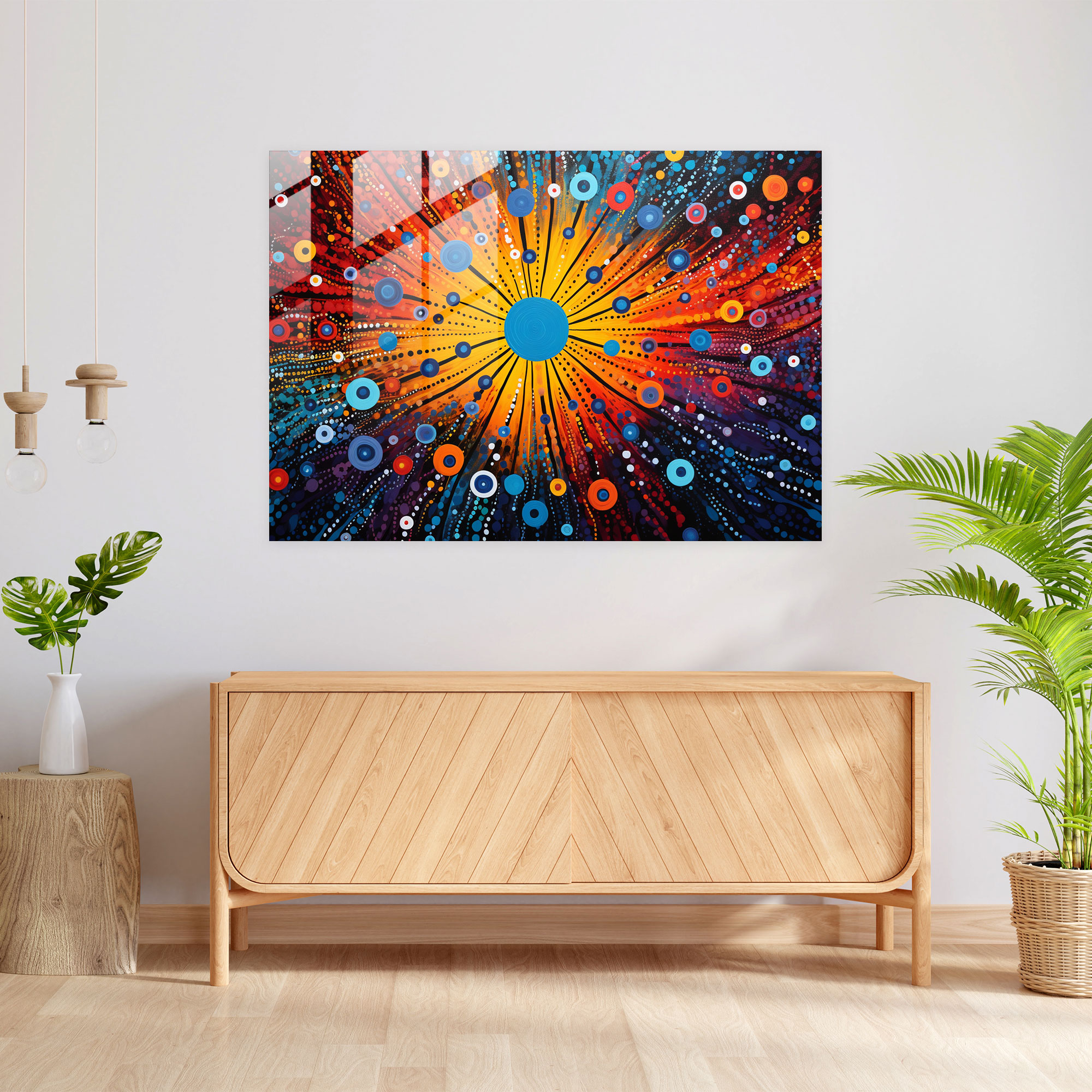 Abstract Aboriginal Glass Print - Ancestral Spirits - Aborginal, Colors, Ancestral Spirits, Aboriginal
