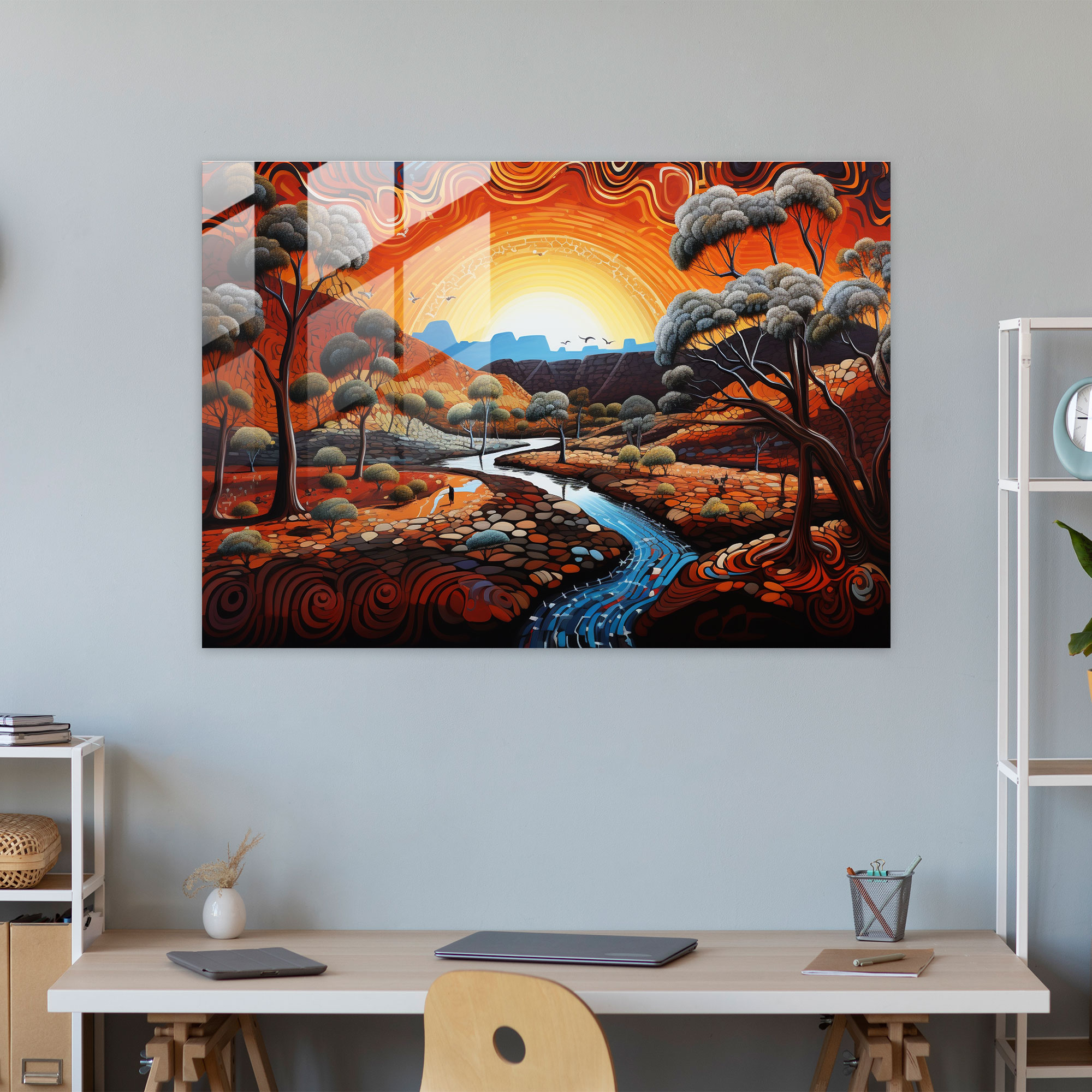 Aboriginal Glass Print - Sacred Sites - Aborginal, Home Decoration, Glass Print, Scenic Landscape