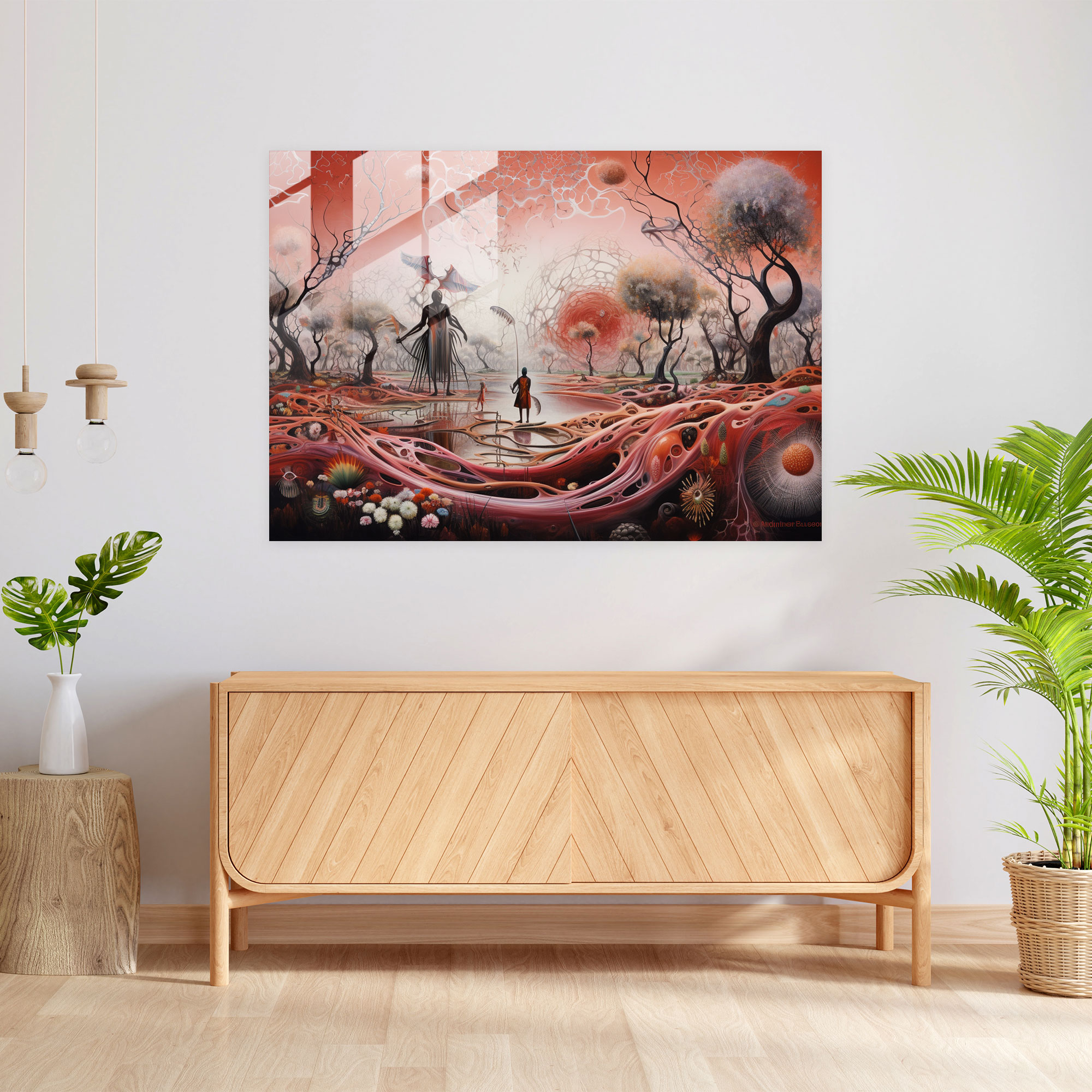 Surreal Aboriginal Glass Print - Spirit World - Aborginal, Glass Wall Art, Glass Art, Wall Decoration