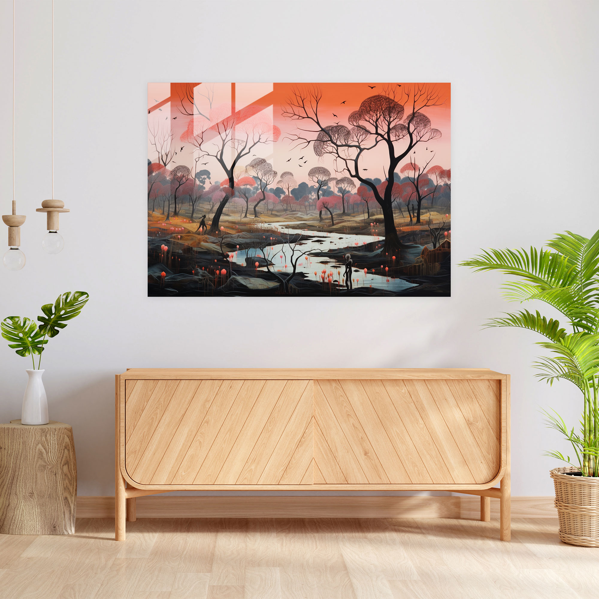 Expressive Aboriginal Glass Print - Spirit Of Nature - Aborginal, Glass Art, Nature, Home Decoration