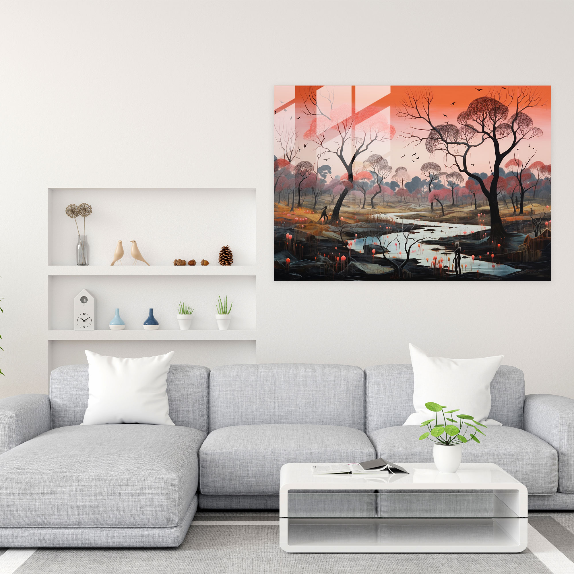 Expressive Aboriginal Glass Print - Spirit Of Nature - Aborginal, Glass Art, Nature, Home Decoration