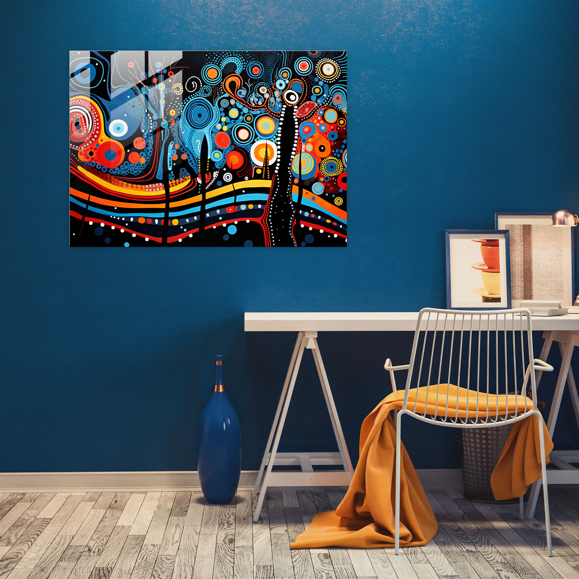 Contemporary Aboriginal Glass Print - Aborginal, Interpretation, Cultural Symbols, Traditional Styles