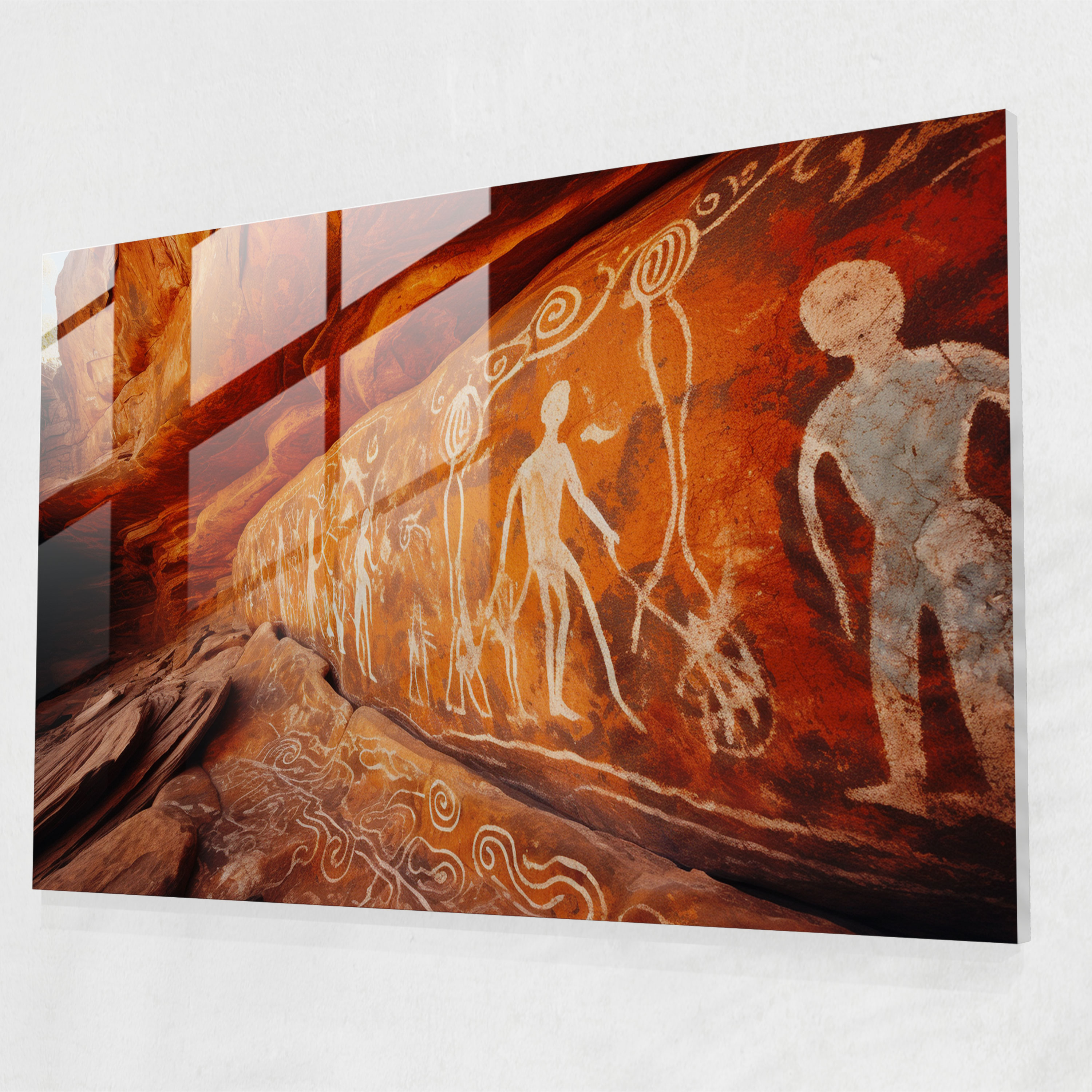 Aboriginal Rock Art Glass Print - Aborginal, Home Decoration, Rock Art, Aboriginal