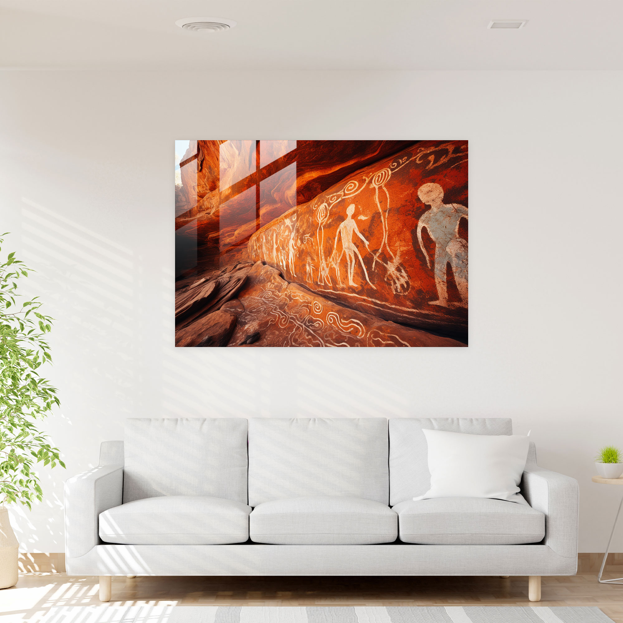 Aboriginal Rock Art Glass Print - Aborginal, Home Decoration, Rock Art, Aboriginal