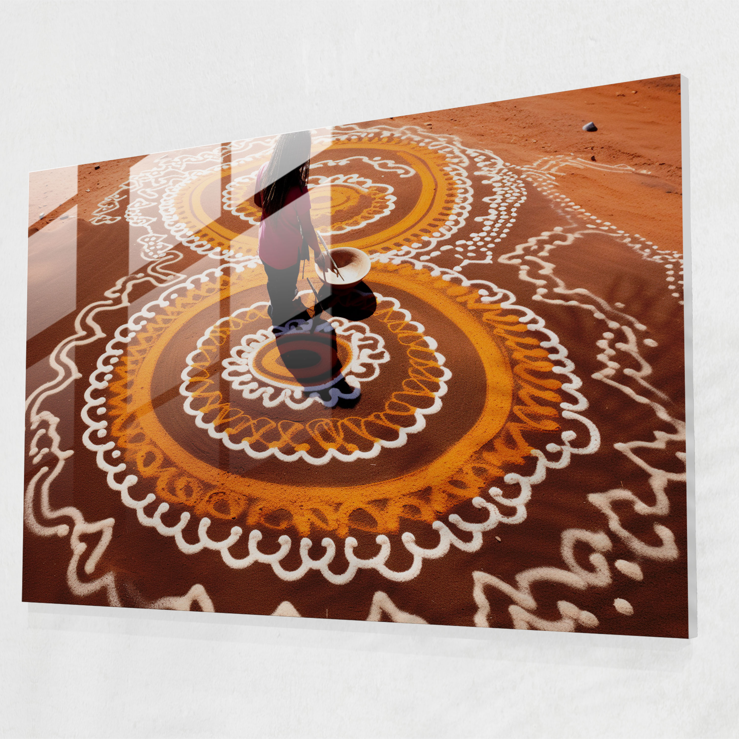 Aboriginal Sand Painting Glass Print - Aborginal, Glass Art, Captivating Addition, Aboriginal