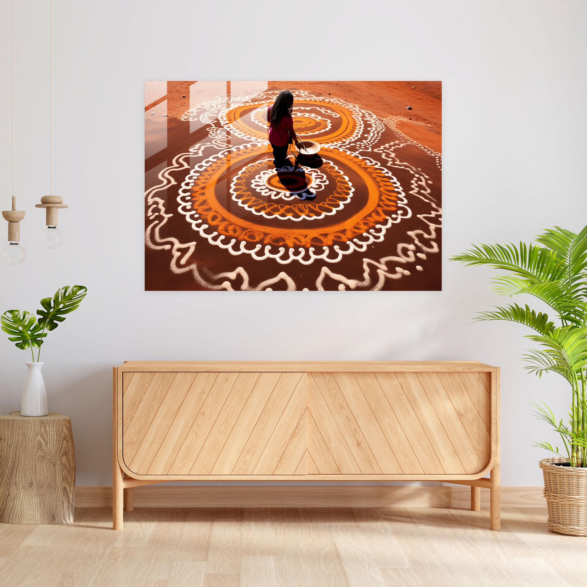 Aboriginal Sand Painting Glass Print - Aborginal, Glass Art, Captivating Addition, Aboriginal