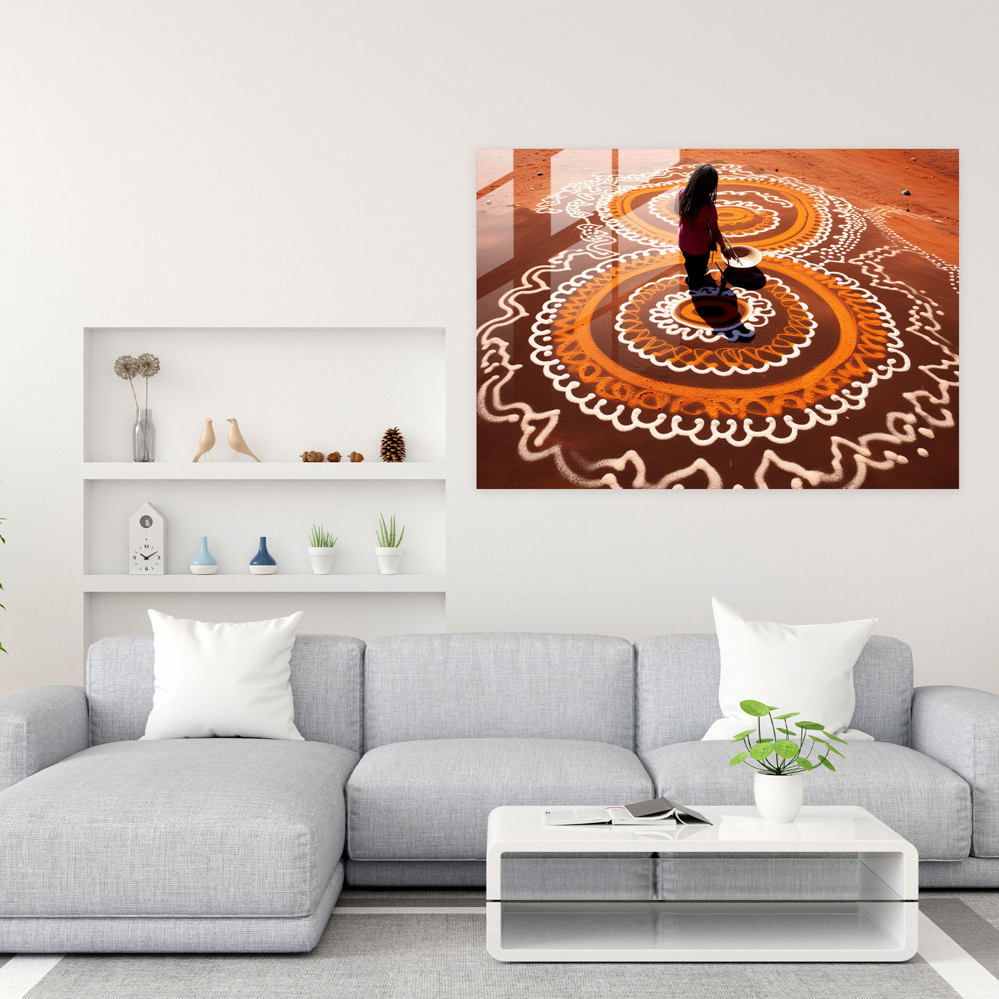 Aboriginal Sand Painting Glass Print - Aborginal, Glass Art, Captivating Addition, Aboriginal