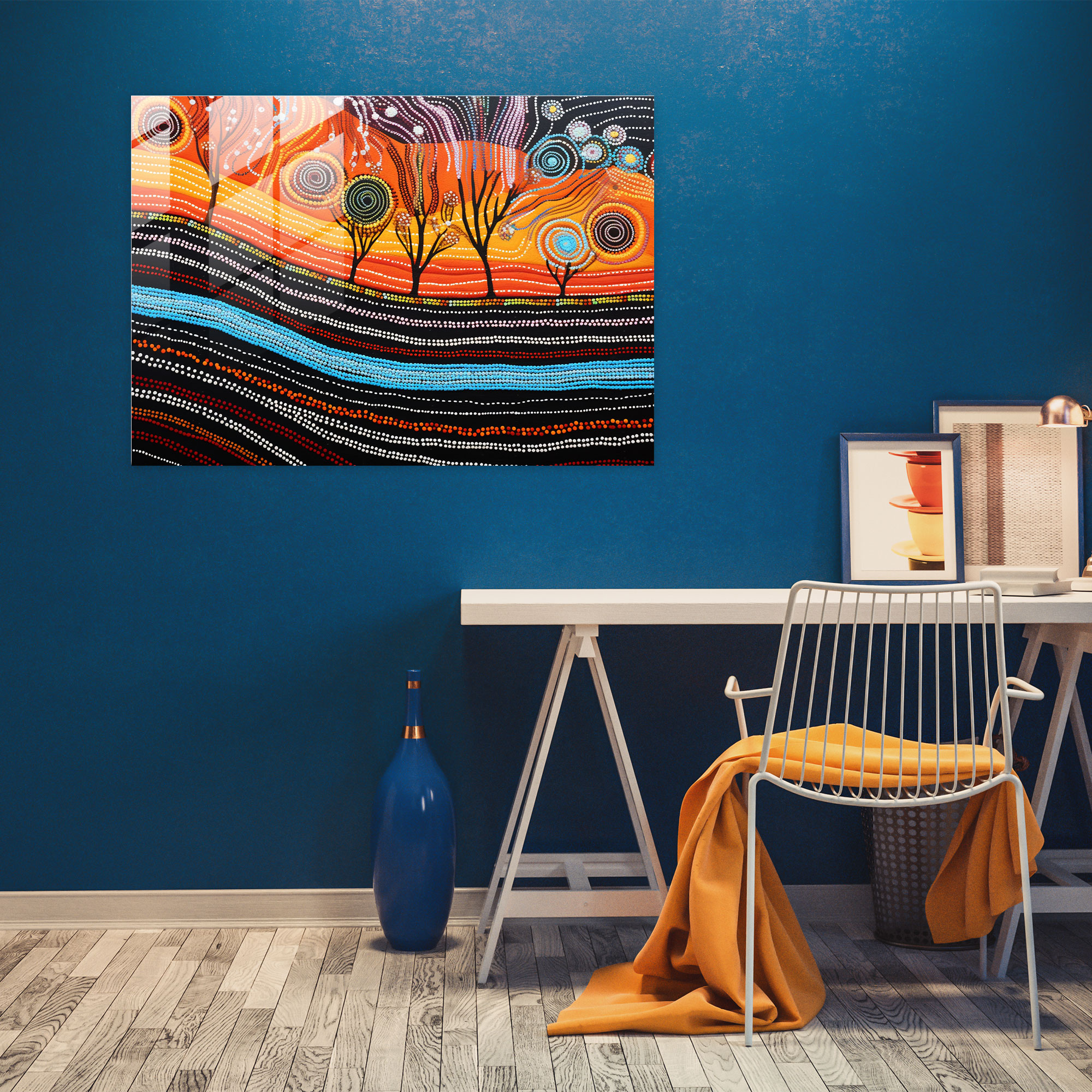 Traditional Aboriginal Weaving Glass Wall Art - Aborginal, Modern Art, Traditional Weaving, Appreciates Modern Art