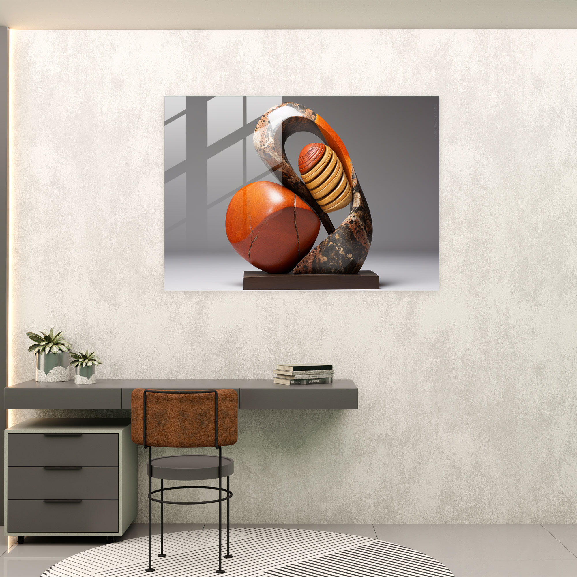 Contemporary Aboriginal Sculpture Glass Print - Aborginal, Contemporary Sculpture, Evolution, Modern Art