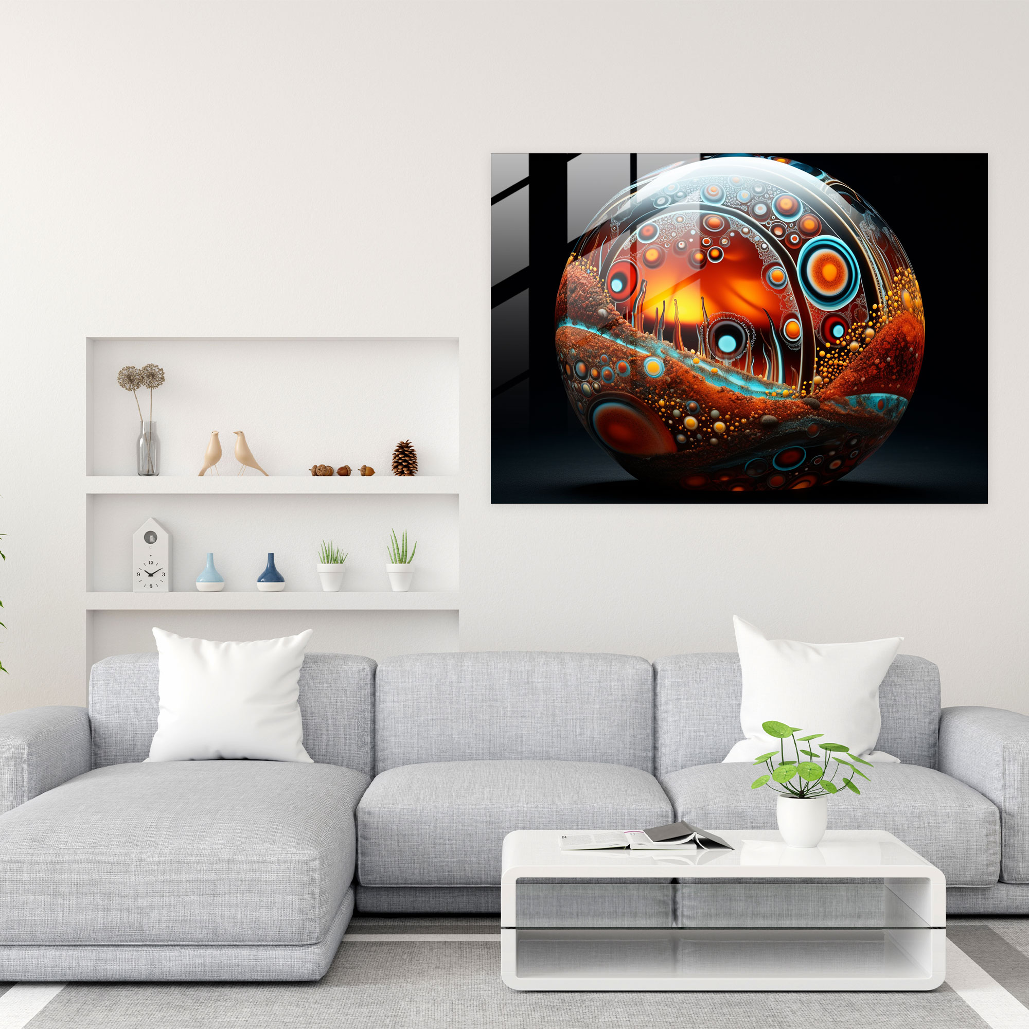 Aboriginal Glass Art - Surreal Fusion - Aborginal, Aboriginal Motifs, Glass Print, Abstract Elements