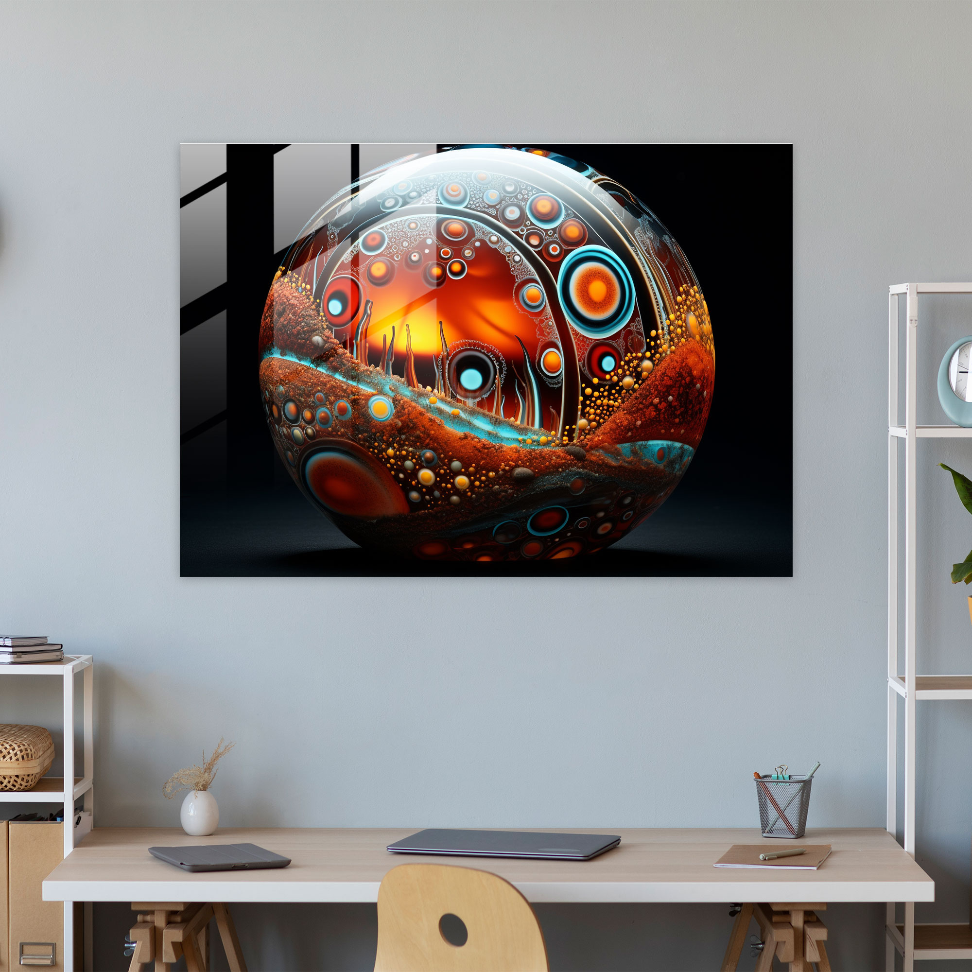 Aboriginal Glass Art - Surreal Fusion - Aborginal, Aboriginal Motifs, Glass Print, Abstract Elements