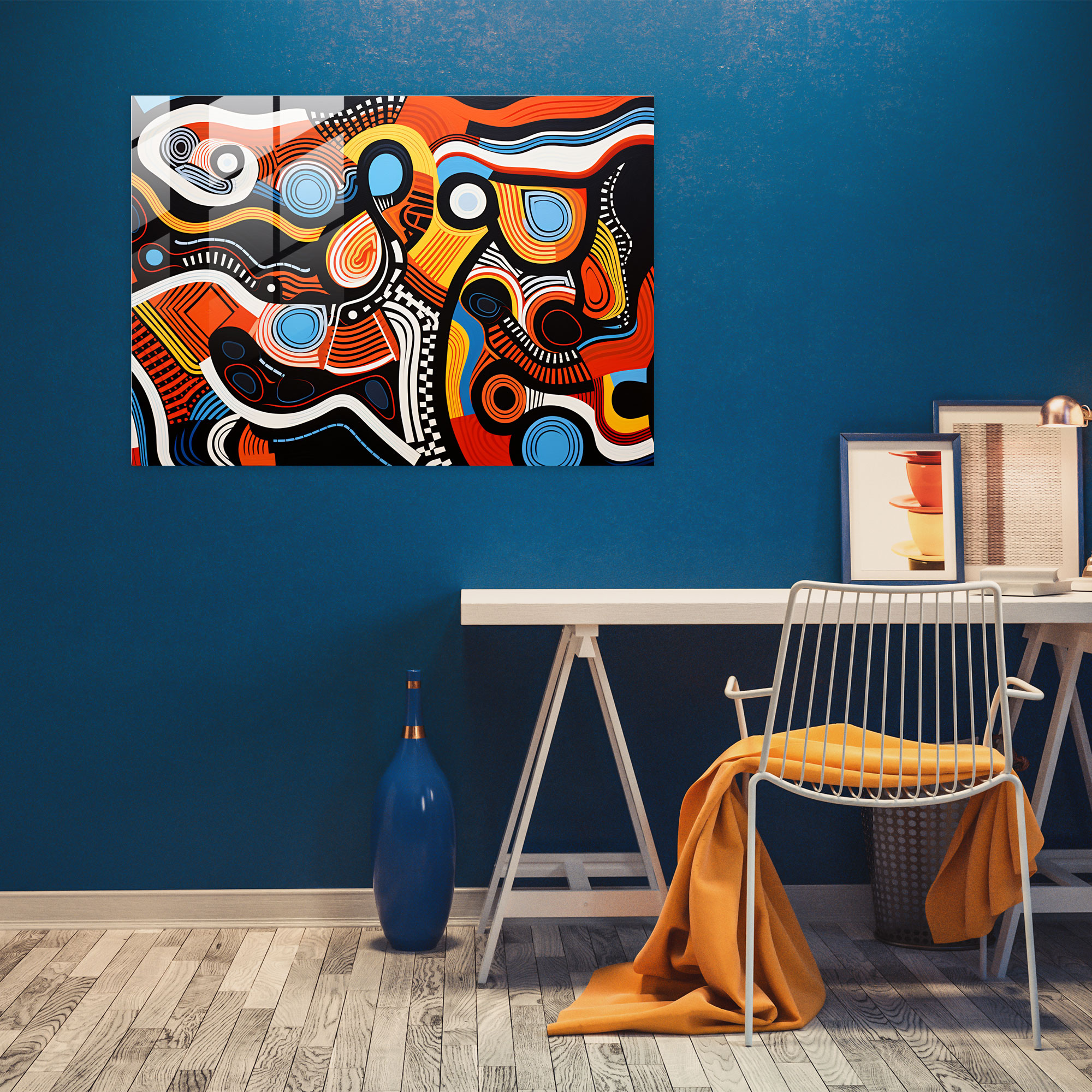 Aboriginal Glass Print: Bold Dreamtime Story - Aborginal, Glass Wall Art, Dreamtime Story, Contemporary Artwork
