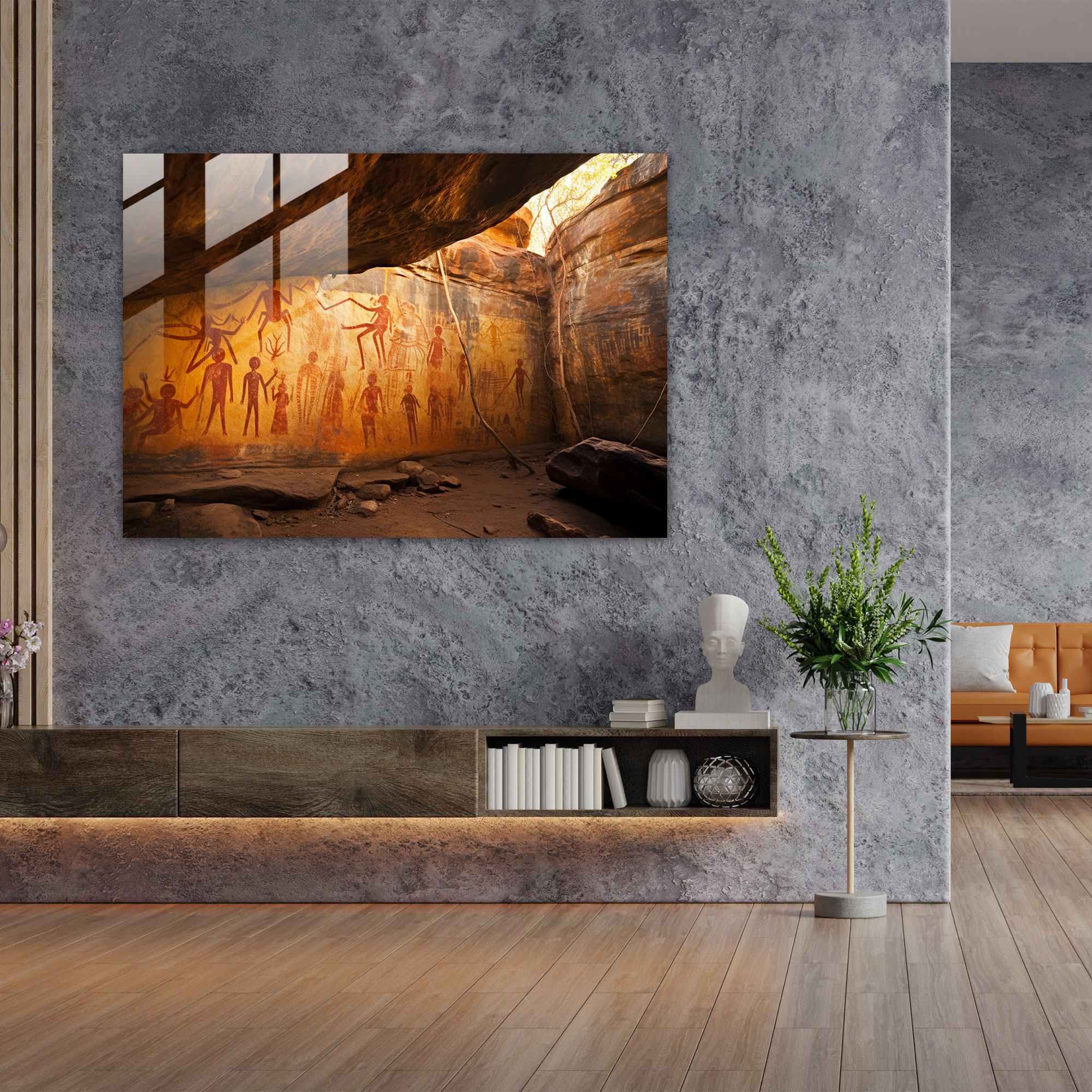 Aboriginal Glass Print: Ancient Rock Art - Aborginal, Glass Art, Cave Paintings, Ancient Culture