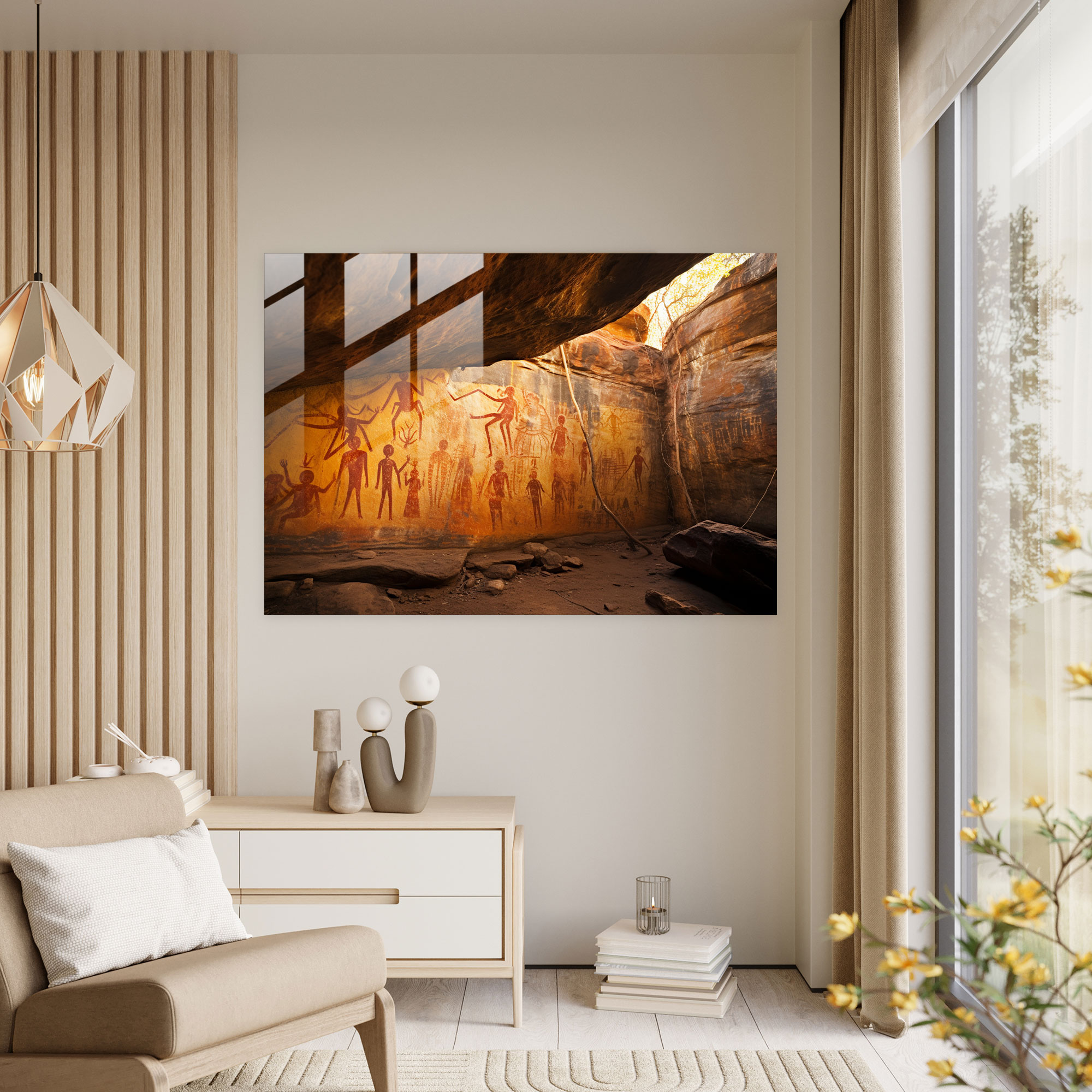 Aboriginal Glass Print: Ancient Rock Art - Aborginal, Glass Art, Cave Paintings, Ancient Culture