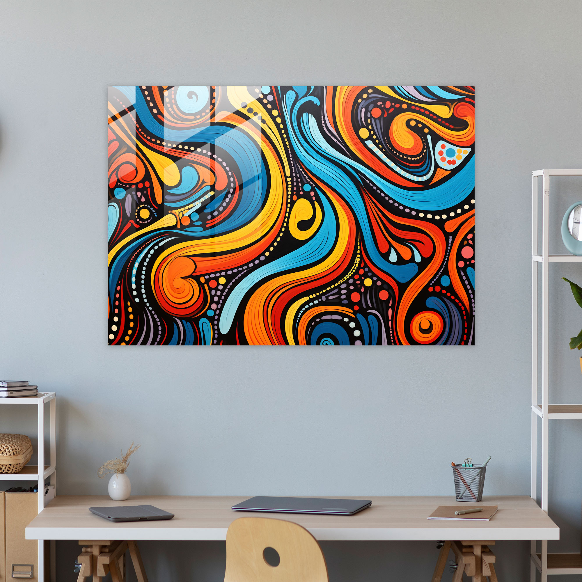 Aboriginal Glass Print: Resilient Spirit - Aborginal, Wall Decoration, Resilience, Strength