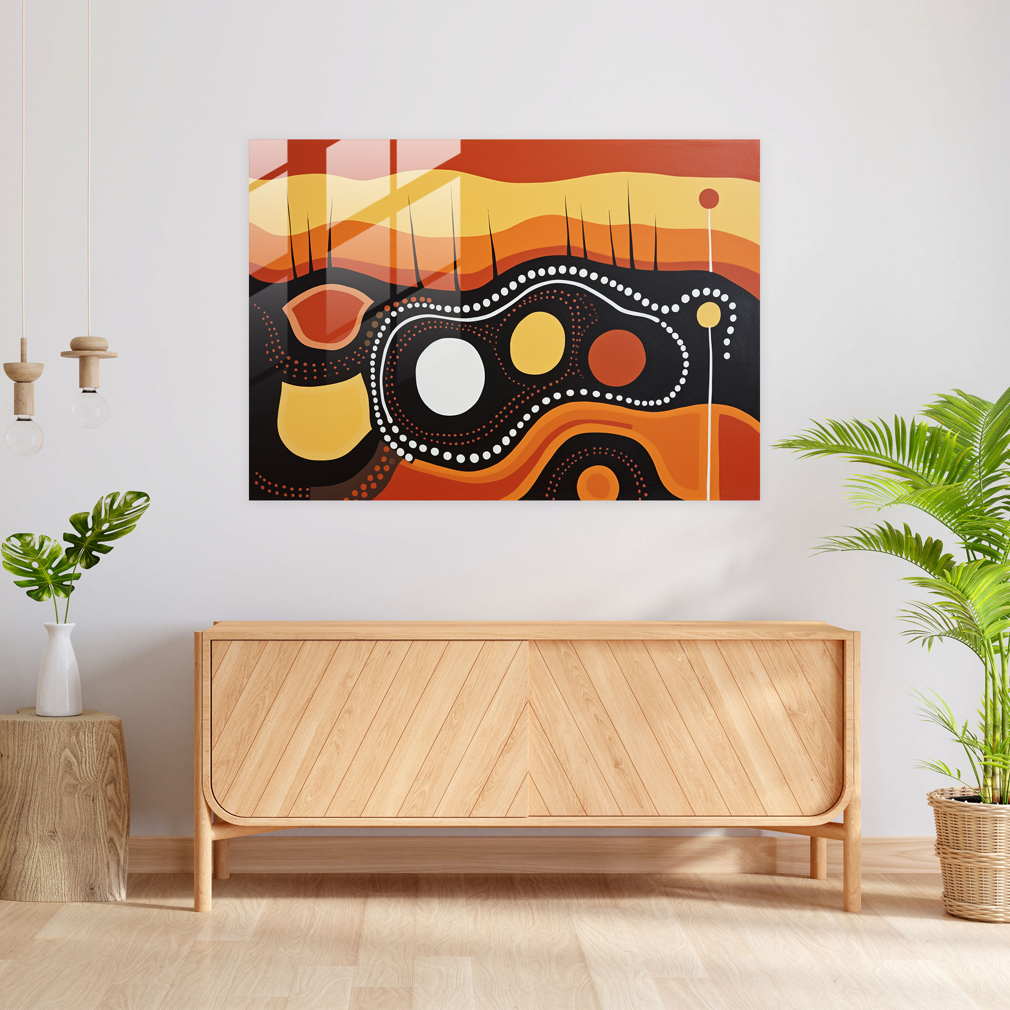 Aboriginal Glass Art: Timeless Wisdom - Aborginal, Glass Print, Home Decoration, Glass Wall Art