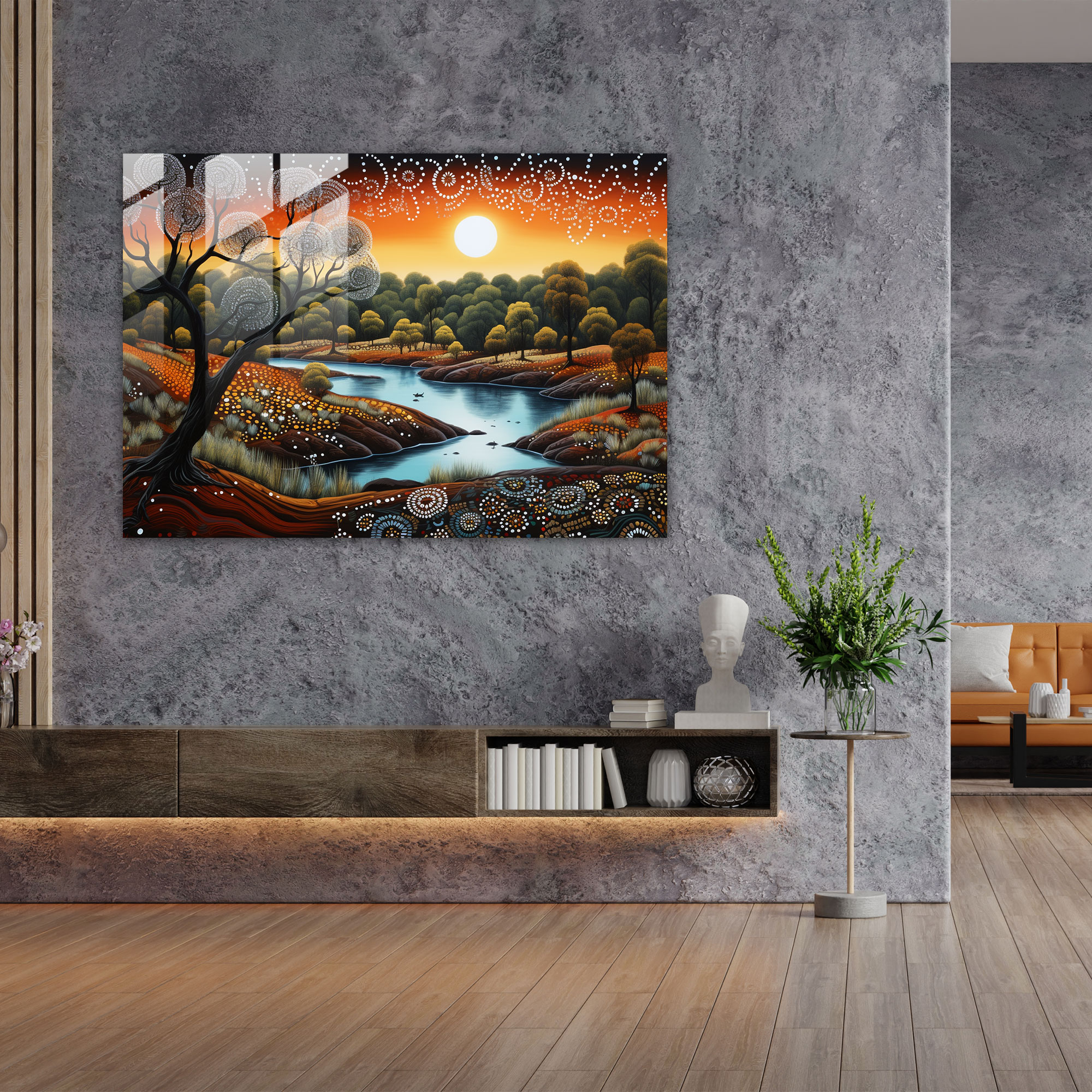 Aboriginal Dot Painting Glass Print - Aborginal, Wall Decoration, Dot Painting, Glass Print