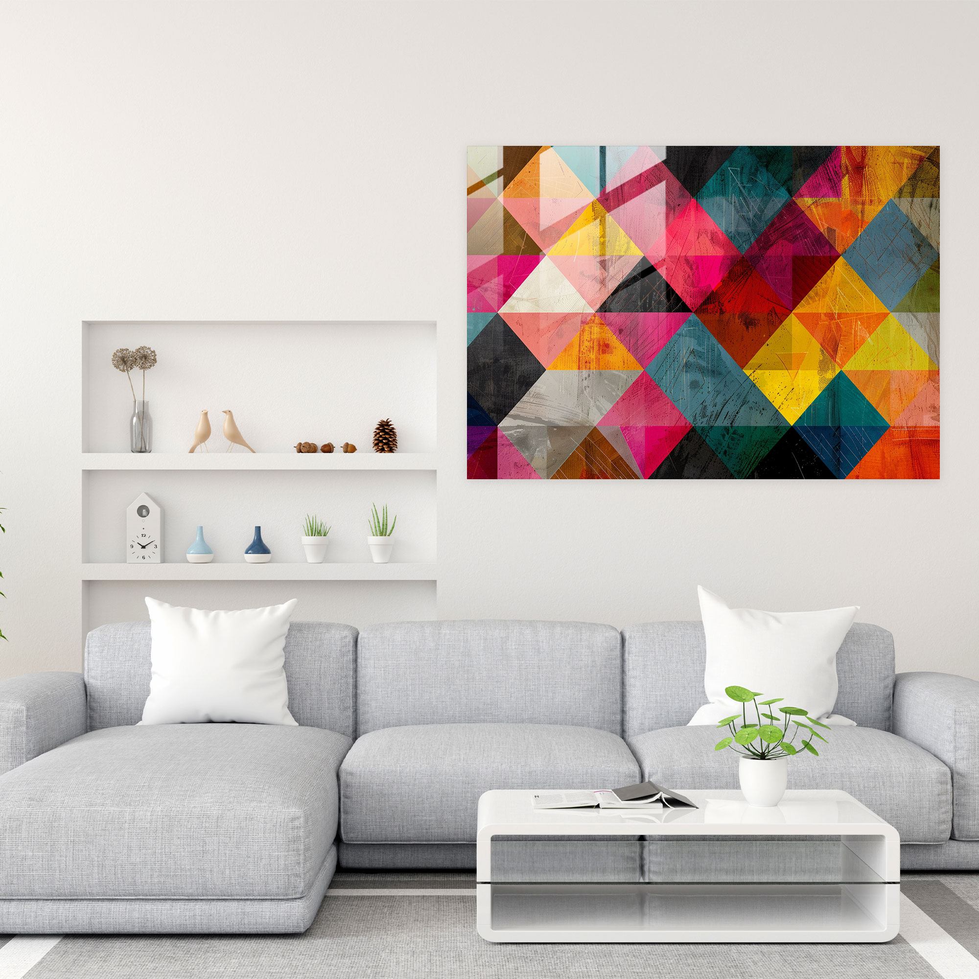 Bold Geometric Glass Wall Art - Abstract Art, Glass Wall Art, Wall Decoration, Abstract Art