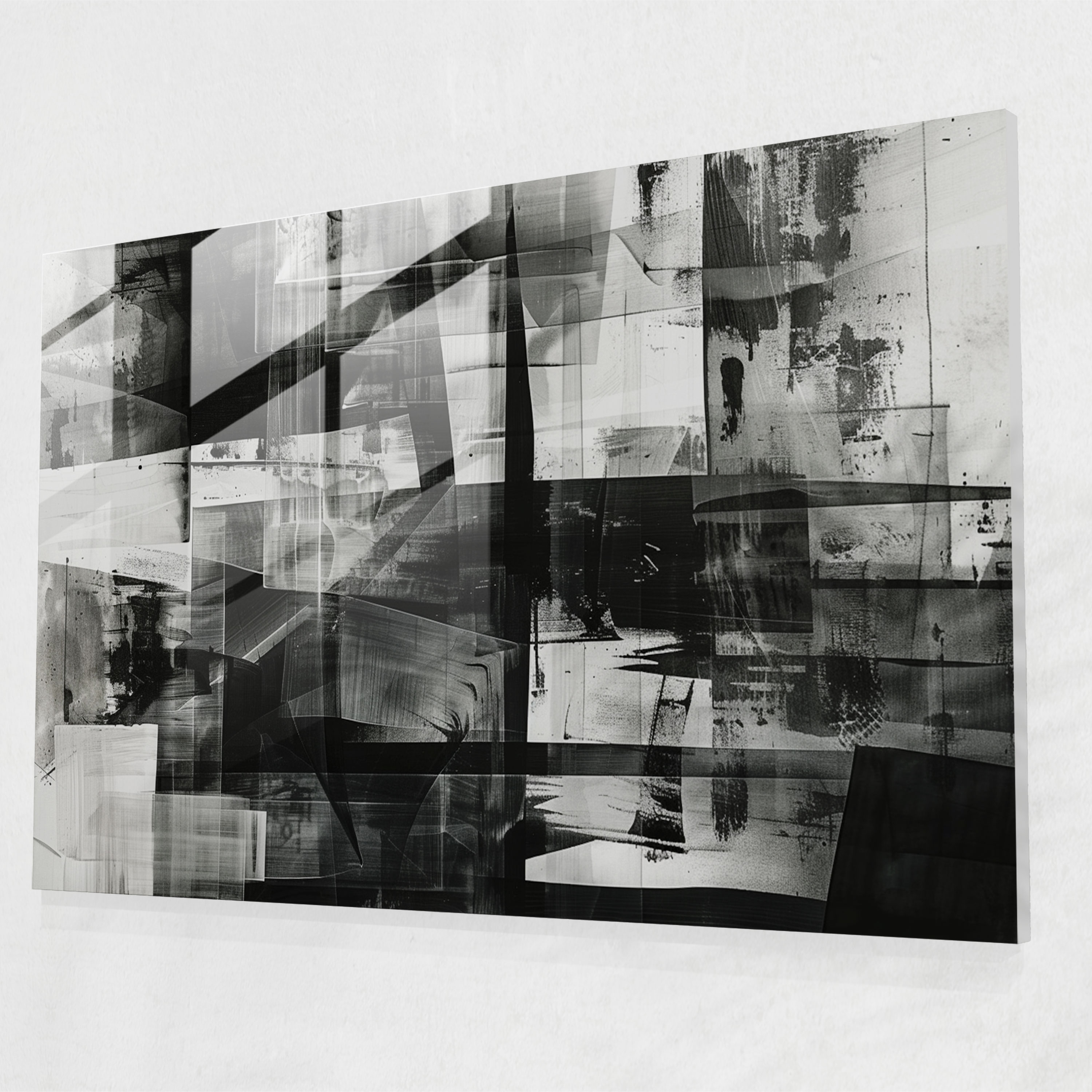 Black And White Abstract Glass Print - Abstract Art, Glass Print, Home Decoration, Abstract Art