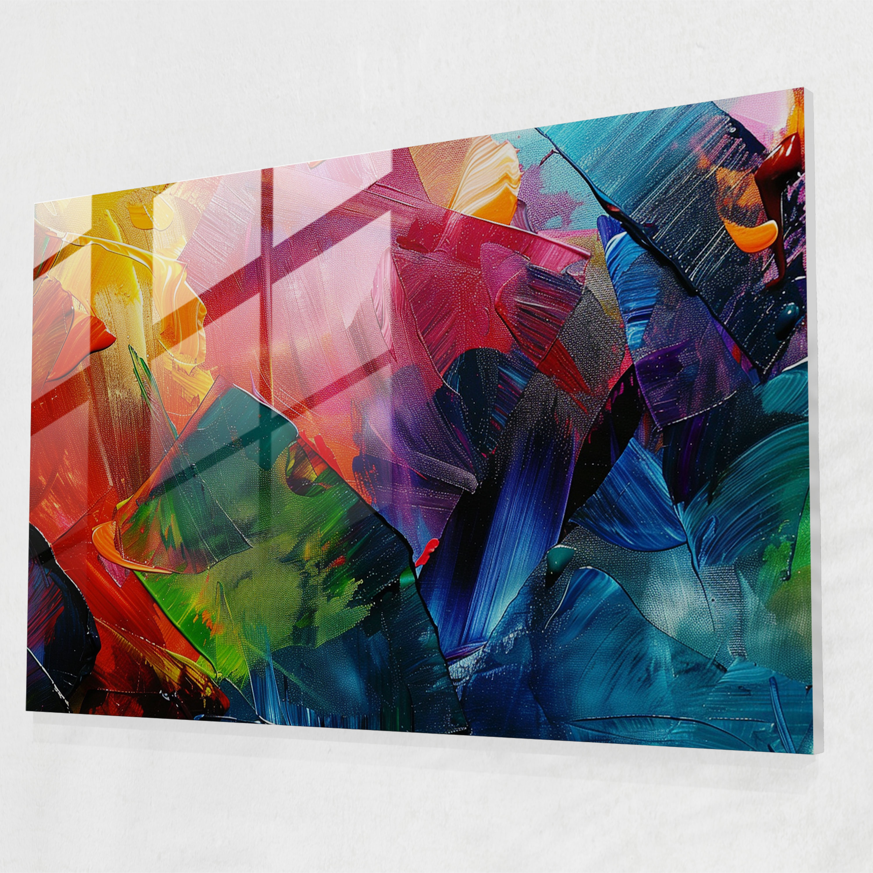 Vibrant Brush Strokes Glass Wall Art - Abstract Art, Glass Wall Art, Wall Decoration, Abstract Art