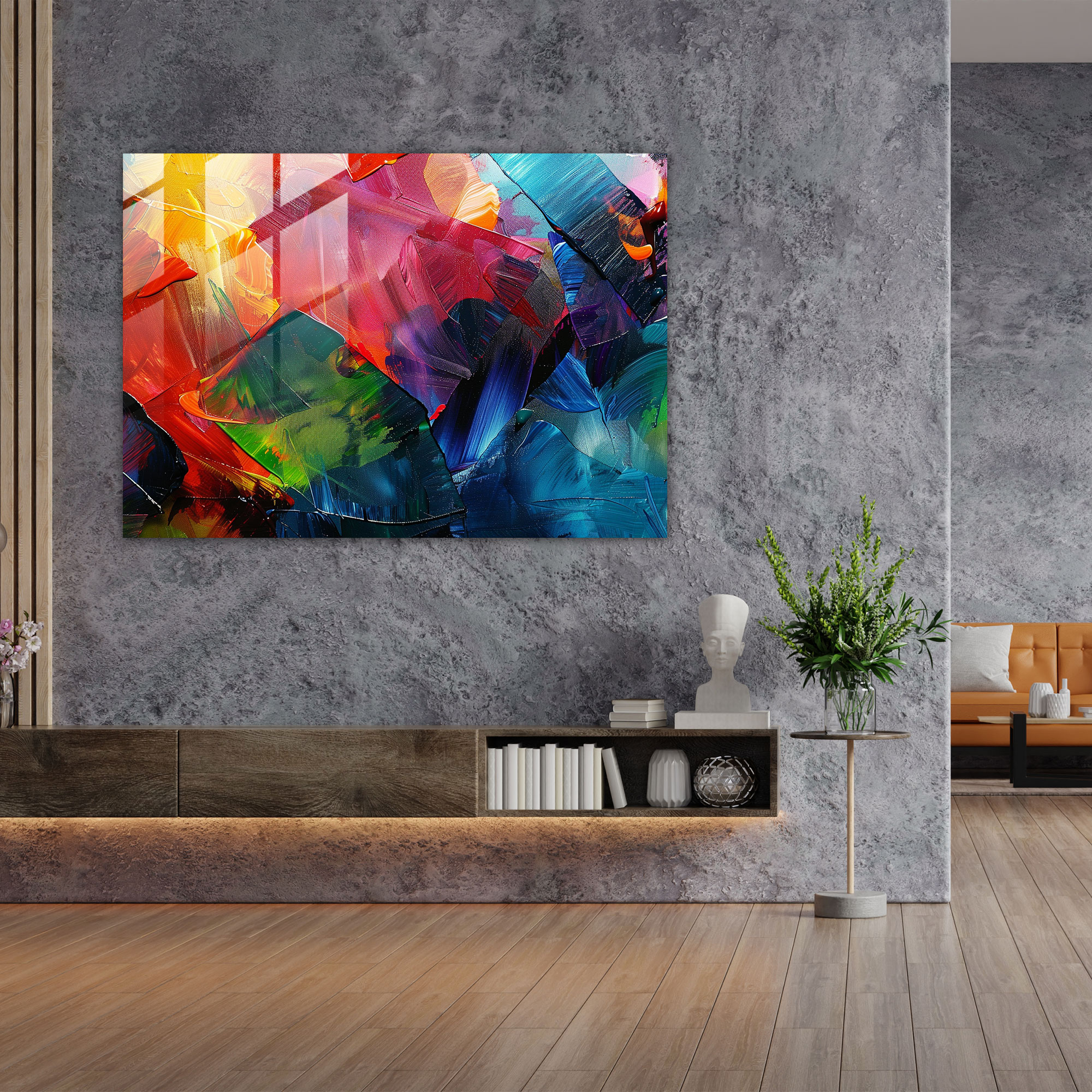 Vibrant Brush Strokes Glass Wall Art - Abstract Art, Glass Wall Art, Wall Decoration, Abstract Art