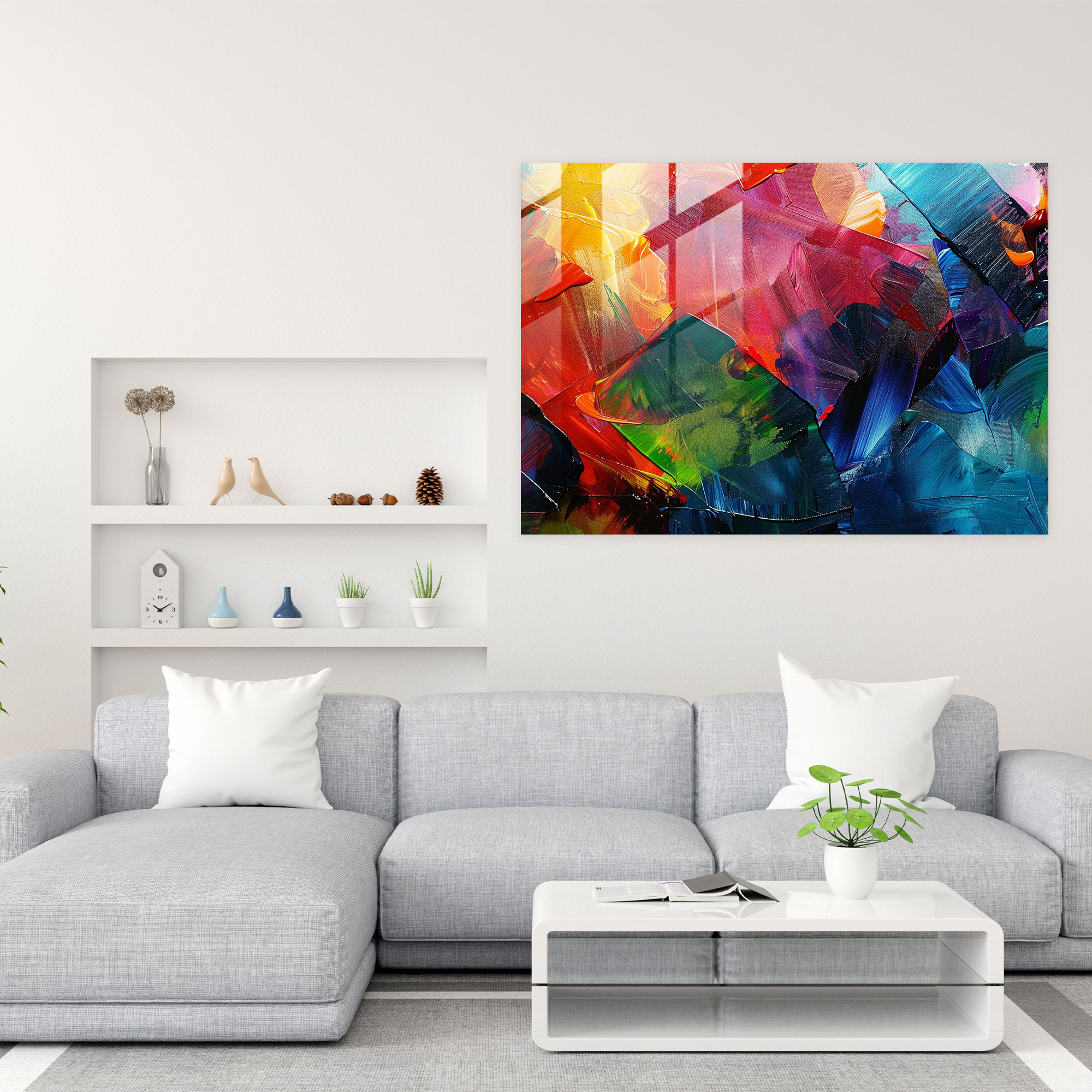 Vibrant Brush Strokes Glass Wall Art - Abstract Art, Glass Wall Art, Wall Decoration, Abstract Art