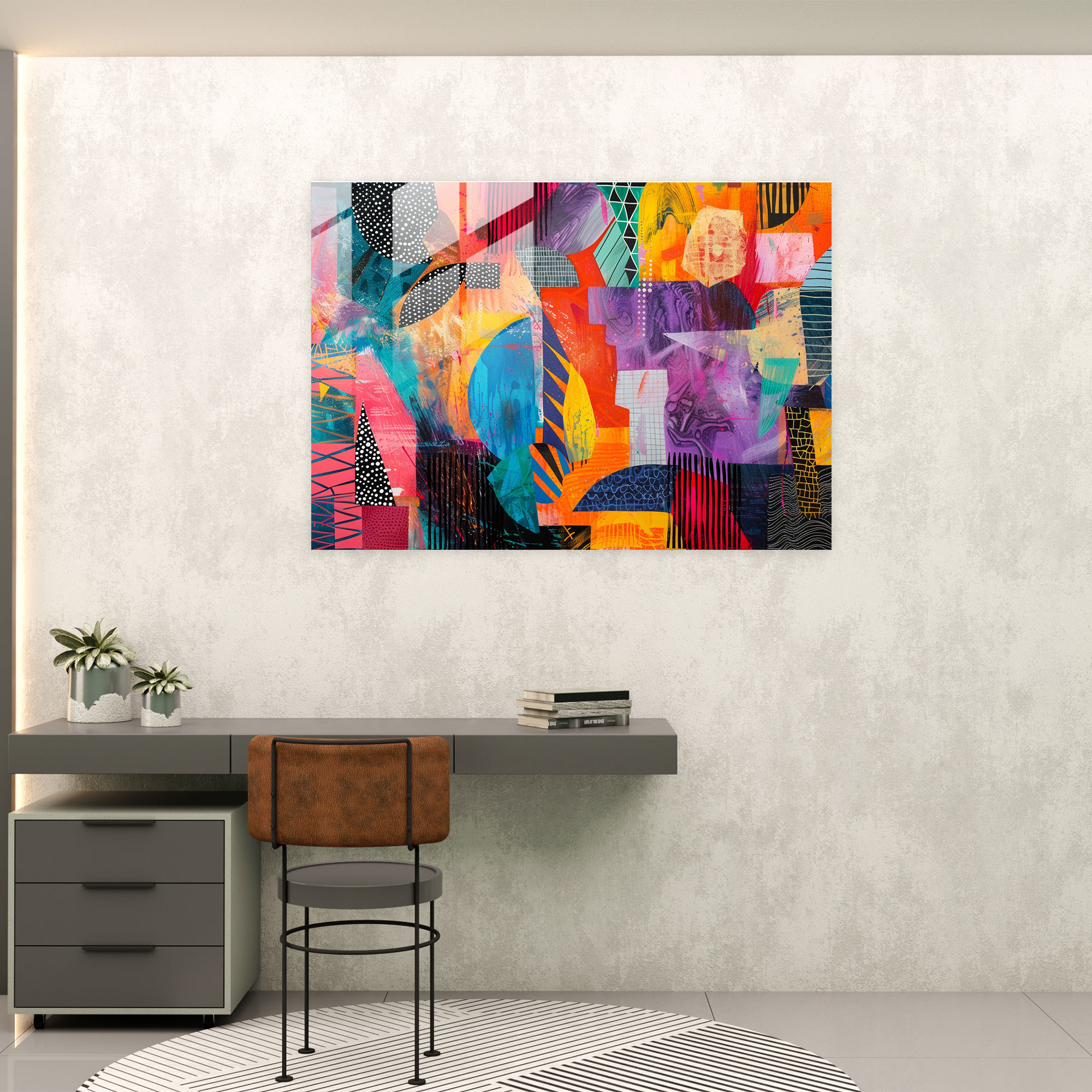 Playful Colors Glass Wall Decoration - Abstract Art, Abstract Art, Home Decoration, Glass Wall Art